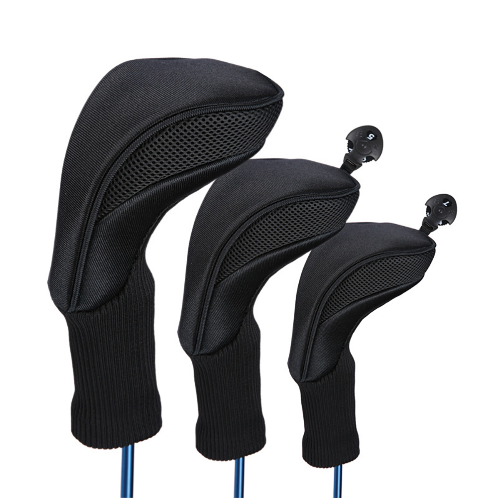 3-Piece Golf Club Headcover Set | Long Neck Neoprene for Driver, Fairway, Hybrid | Universal Fit
