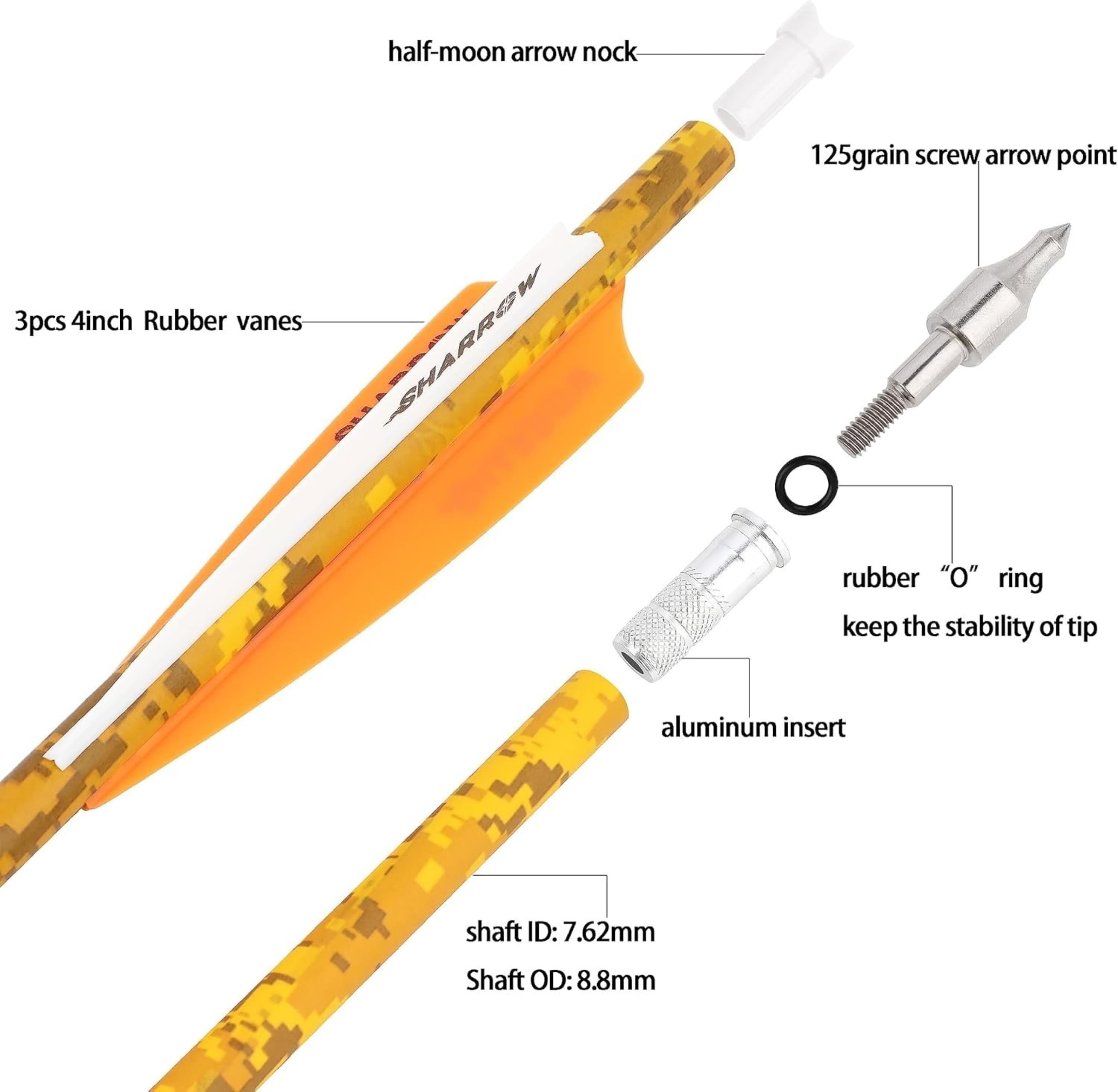 Crossbow Bolts Carbon Hunting Arrows (12 Pack)