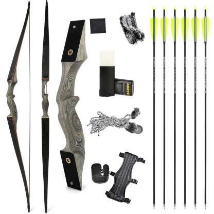 🎯BLACK HUNTER Archery Takedown Recurve Bow Arrow Set Hunting-AMEYXGS Archery