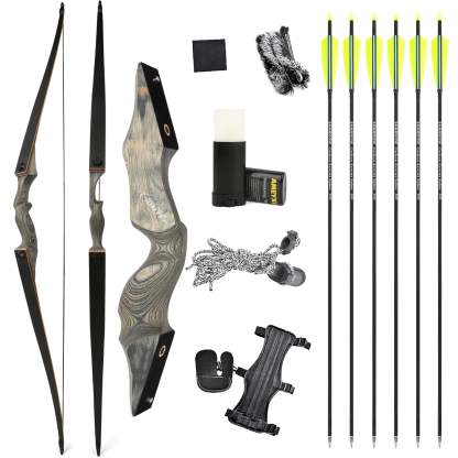 🎯BLACK HUNTER Archery Takedown Recurve Bow Arrow Set Hunting-AMEYXGS Archery