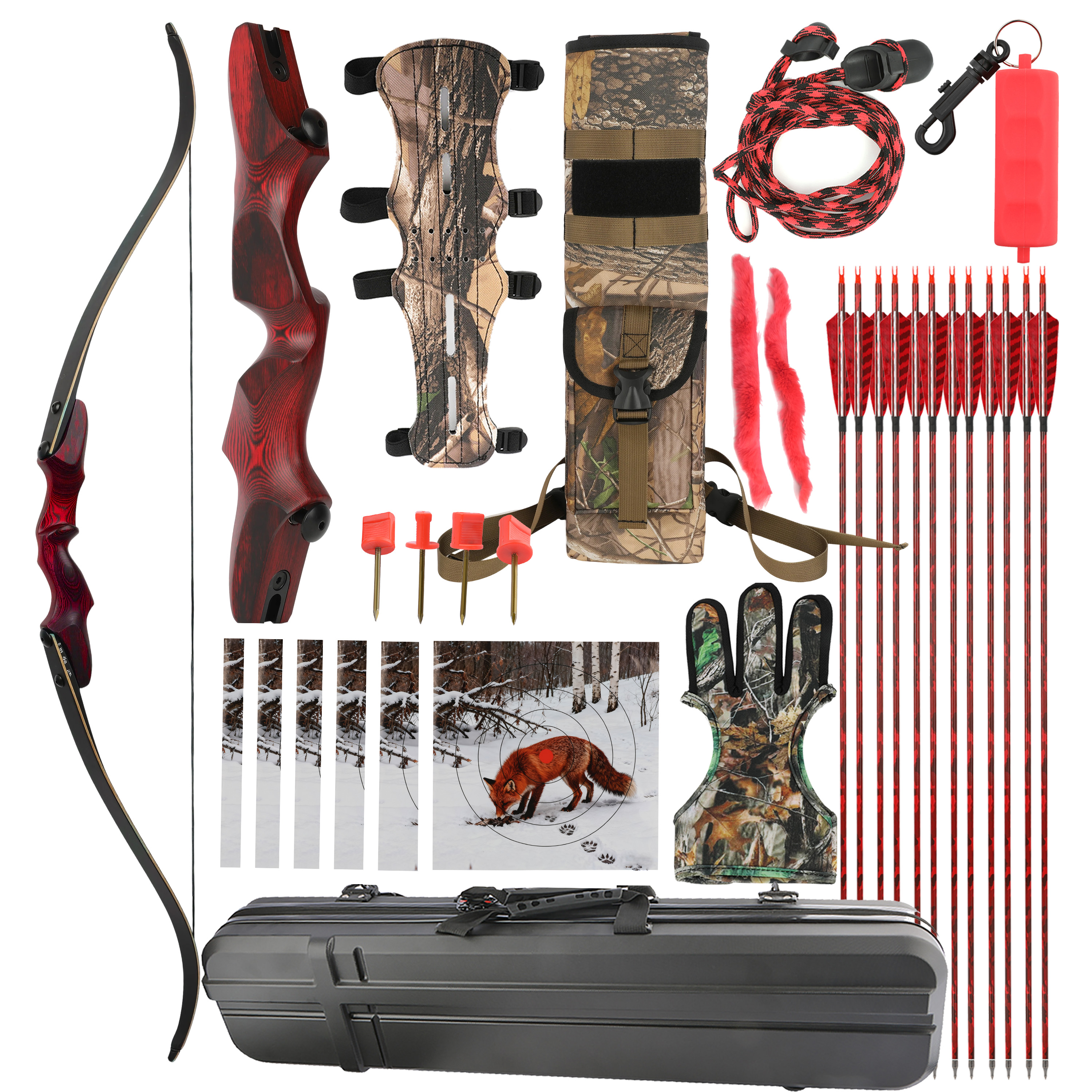 Rock Bear Recurve Bow 20-60lb Takedown Bow 60" Archery Set
