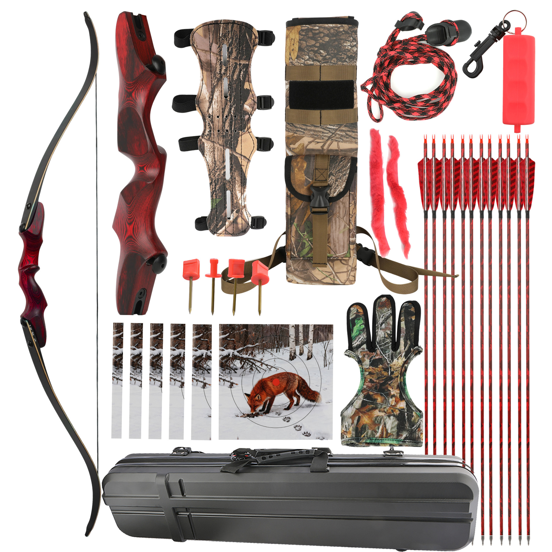 Rock Bear Recurve Bow 20-60lb Takedown Bow 60" Archery Set