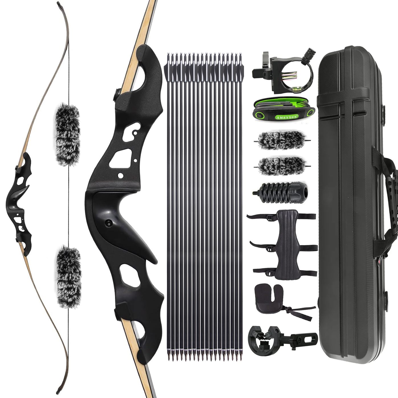 Hunting Recurve Bow and Arrow Set   20-55lbs Takedown Archery Outdoor