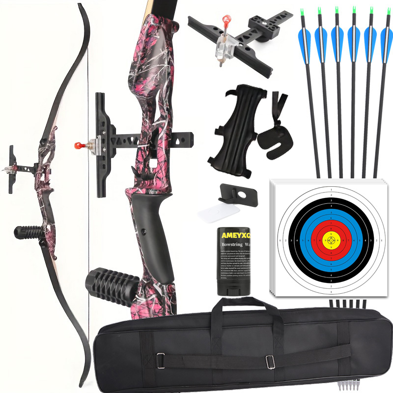 56" Takedown Recurve Bow – Aluminum Alloy, Carbon Arrow Kit