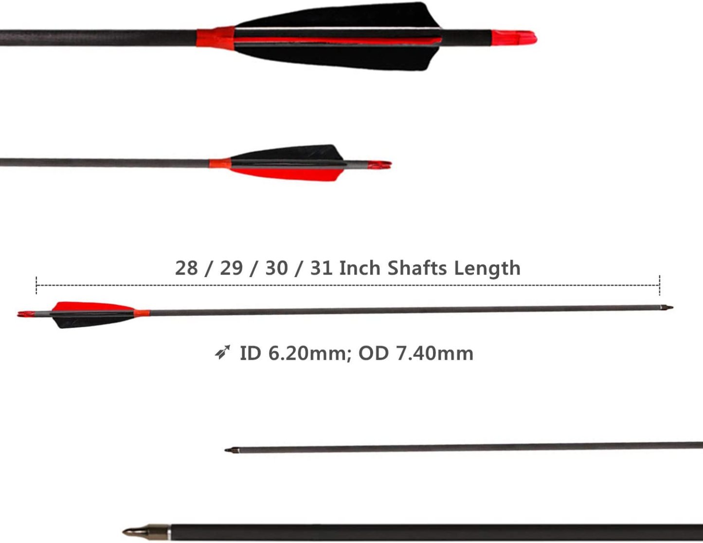 🎯Carbon Archery Arrows 500 Spine with Real Feathers for Compound Recurve Bow-AMEYXGS Archery