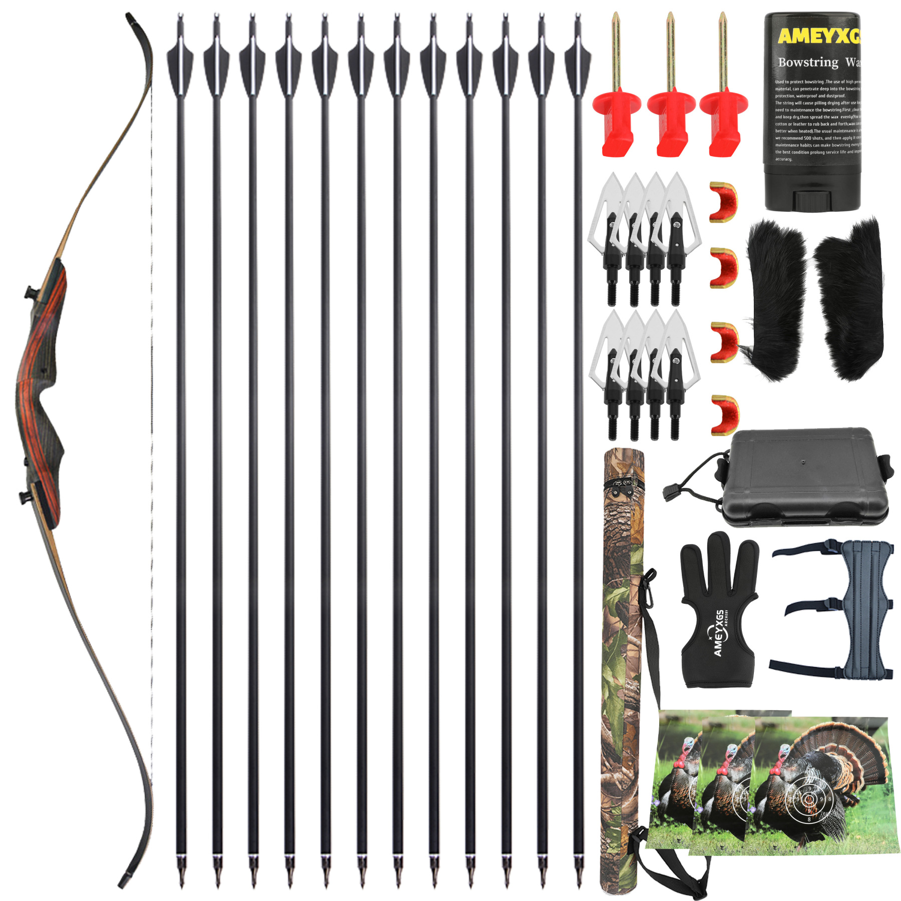 62inch Hunting Recurve Bow Full Set 20-50lbs Beginner