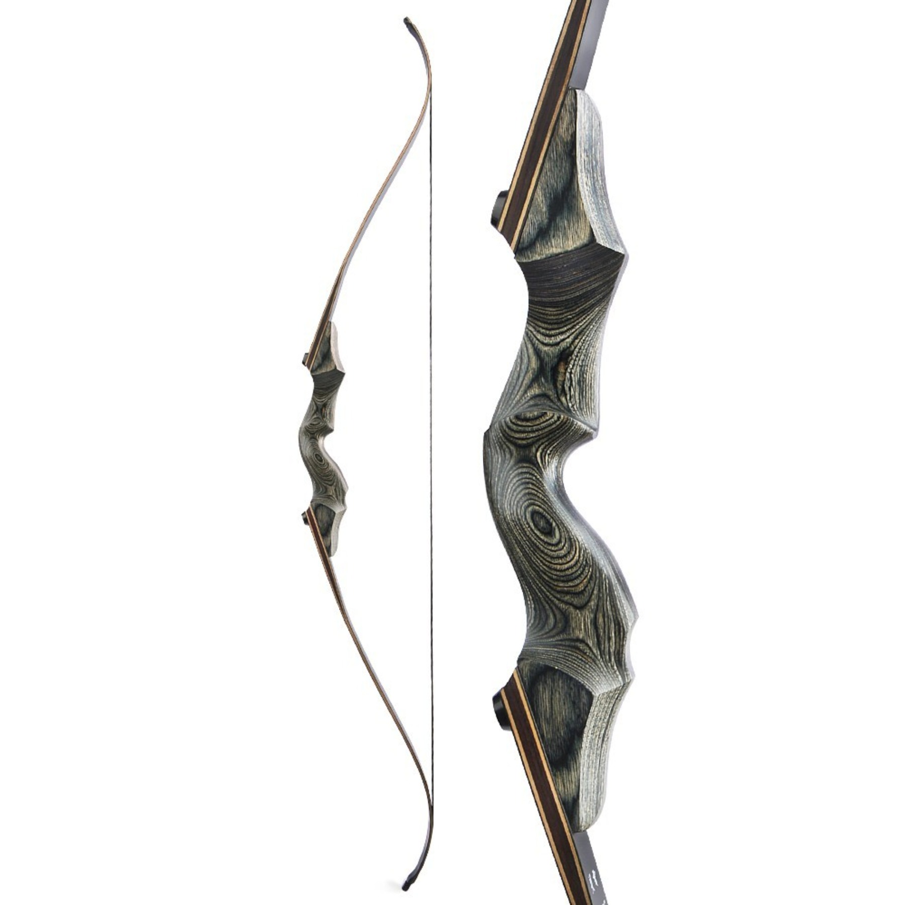 Black Hunter Wooden Recurve Takedown Bow for Adults
