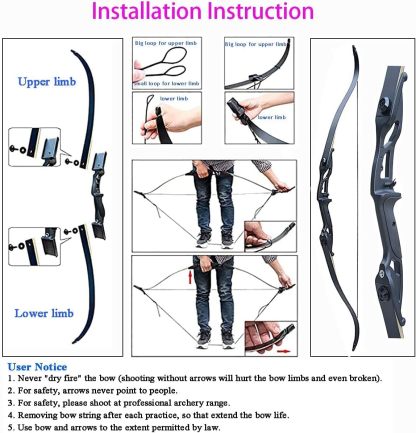 🎯56" Takedown Recurve Bow and Arrows Set for Archery Hunting Bow Shooting Practice 30-50lb-AMEYXGS Archery