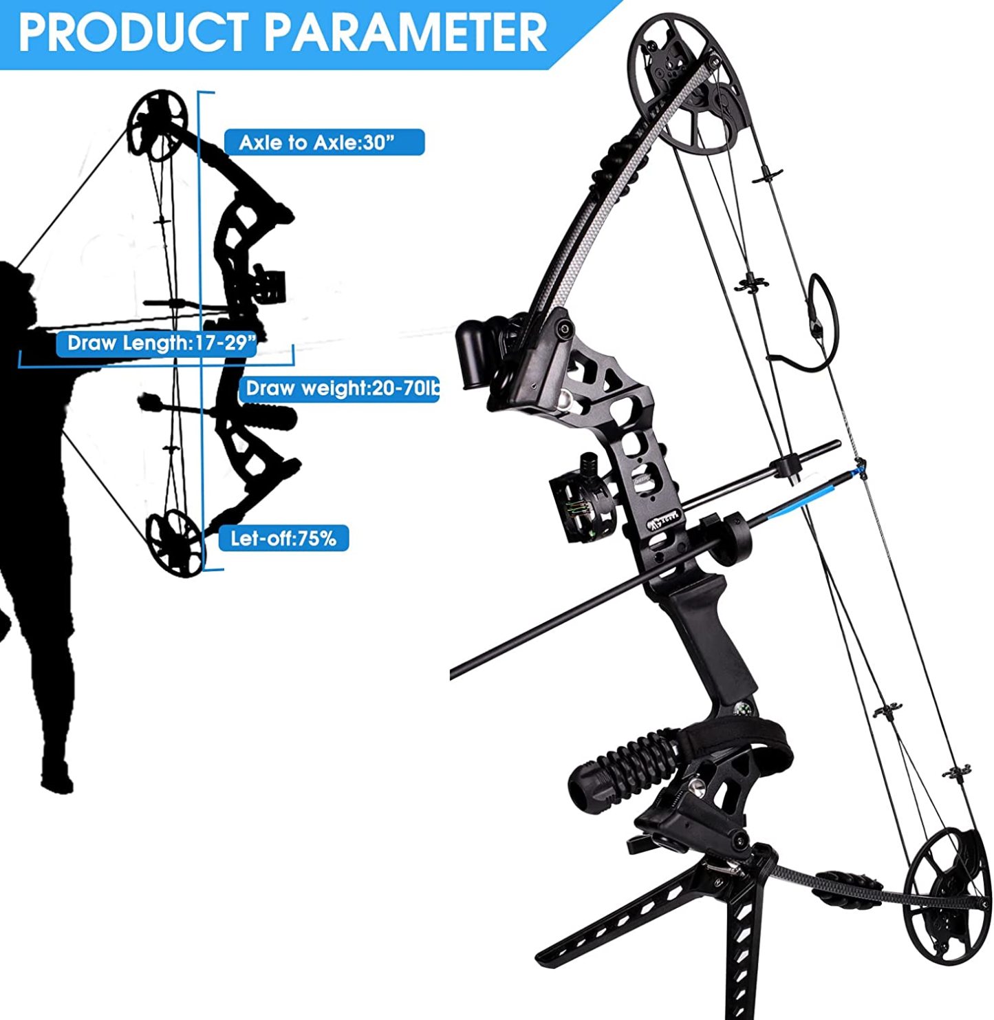 🎯JUNXING M120 Compound Bow and Arrow Kit for Practice Hunting-AMEYXGS Archery