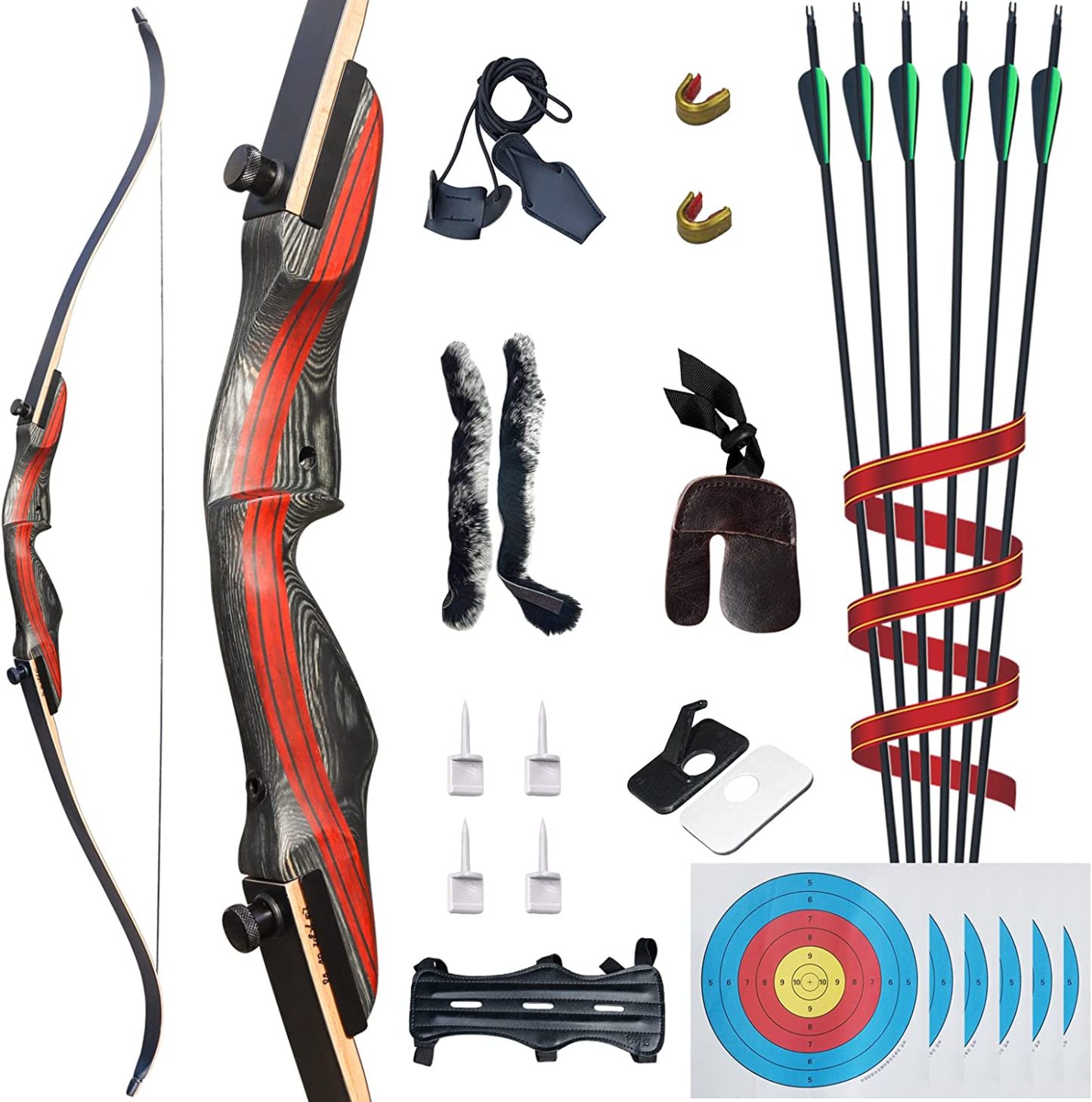 🎯62" Archery Recurve Bow and Arrow for Adults Hunting & Target Shooting-AMEYXGS Archery