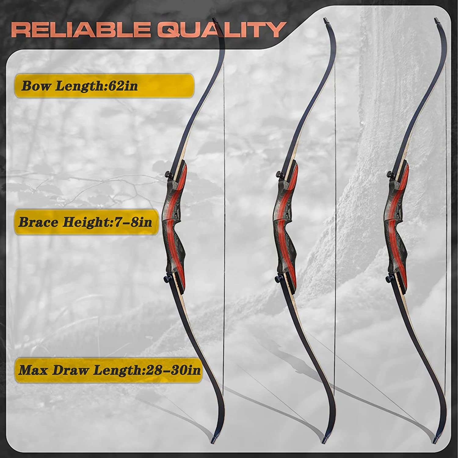 🎯62" Archery Recurve Bow and Arrow for Adults Hunting & Target Shooting-AMEYXGS Archery