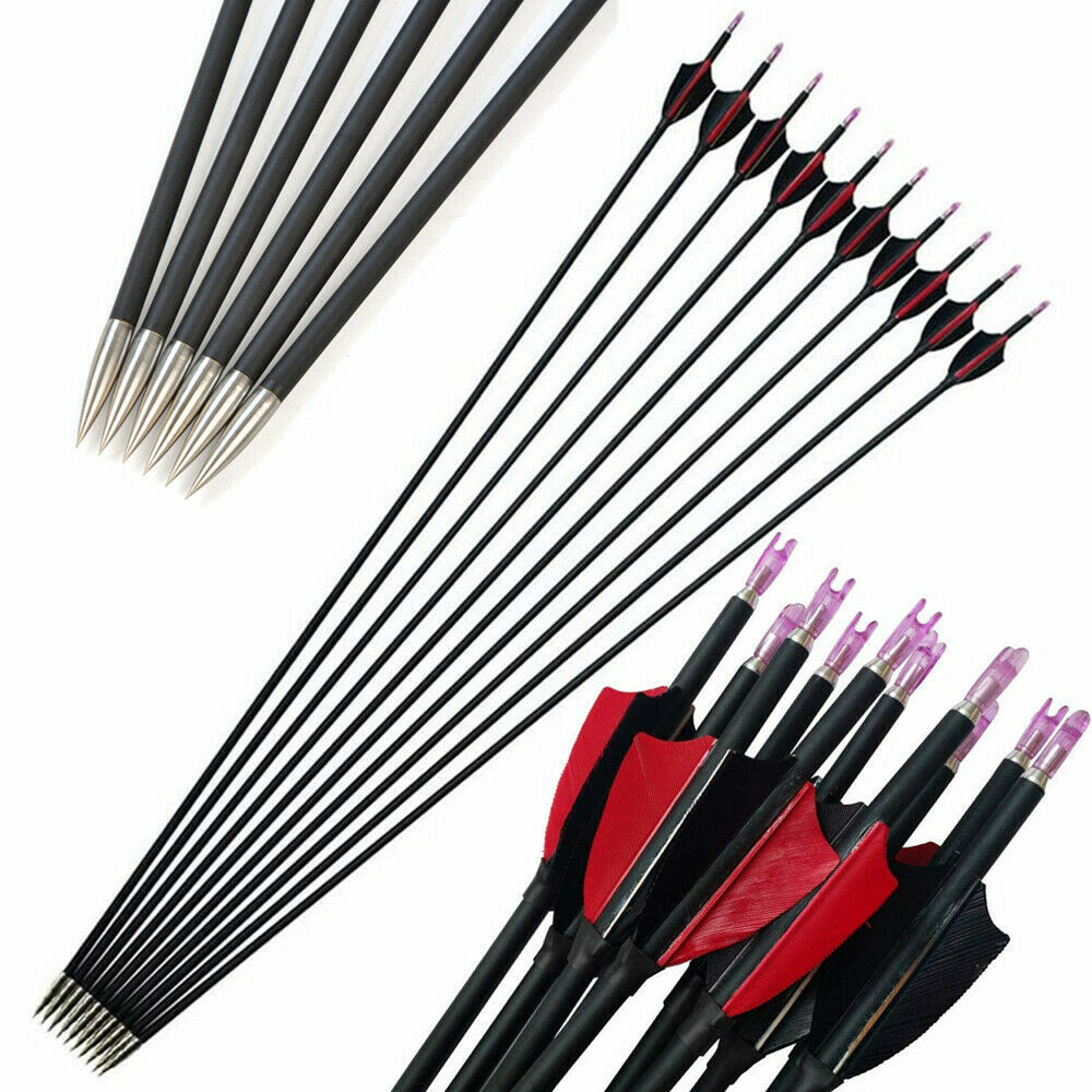 🎯SP1000 Carbon Arrows Natural Feather Archery-AMEYXGS Archery