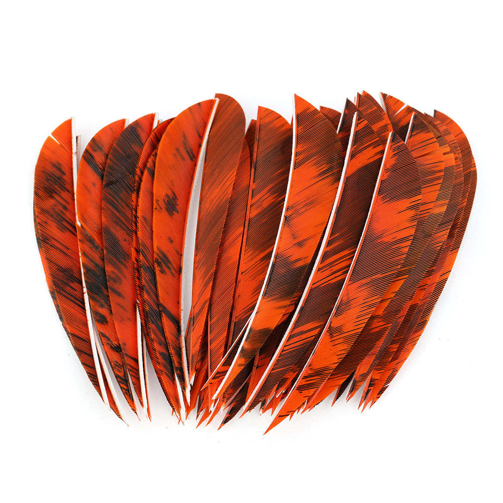 Fire Camo Parabolic 4''5'' Natural Feather Fletching Archery Arrow-50pcs-AMEYXGS Archery