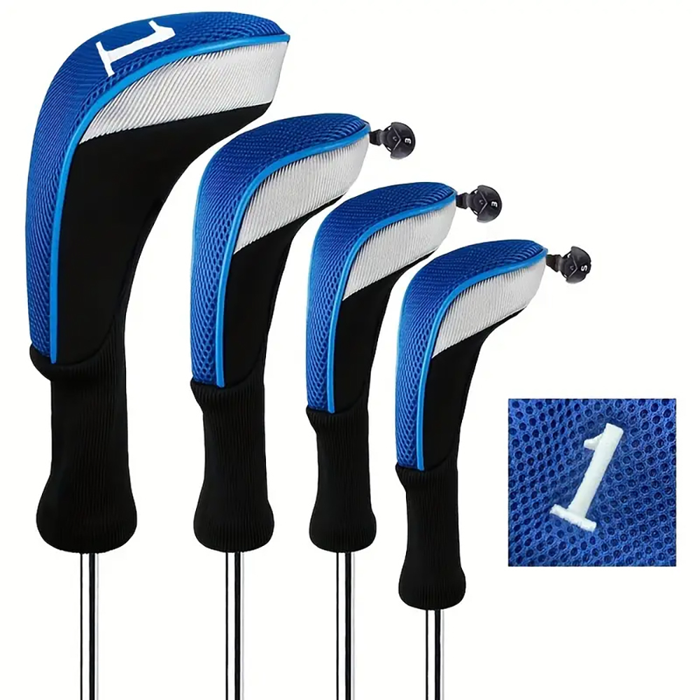 3Pcs Golf Club Head Cover Set Driver Fairway Hybrid Headcovers Tags Protection