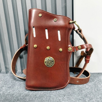 Traditional Cowhide Arrow Quiver Waist Holder for Archery