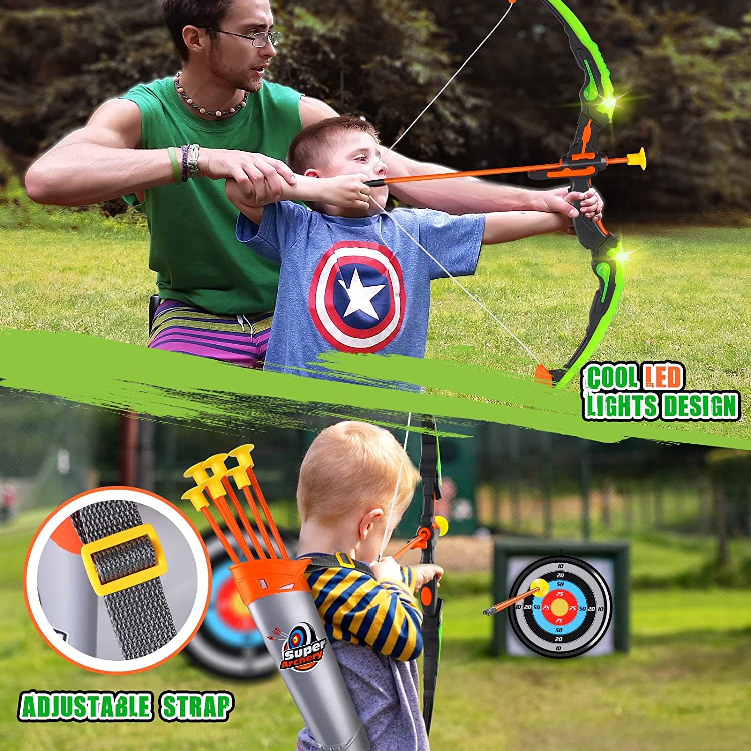 Bow and Arrow Archery Set 2 Pack - Game Toys for Kids Boys Girls