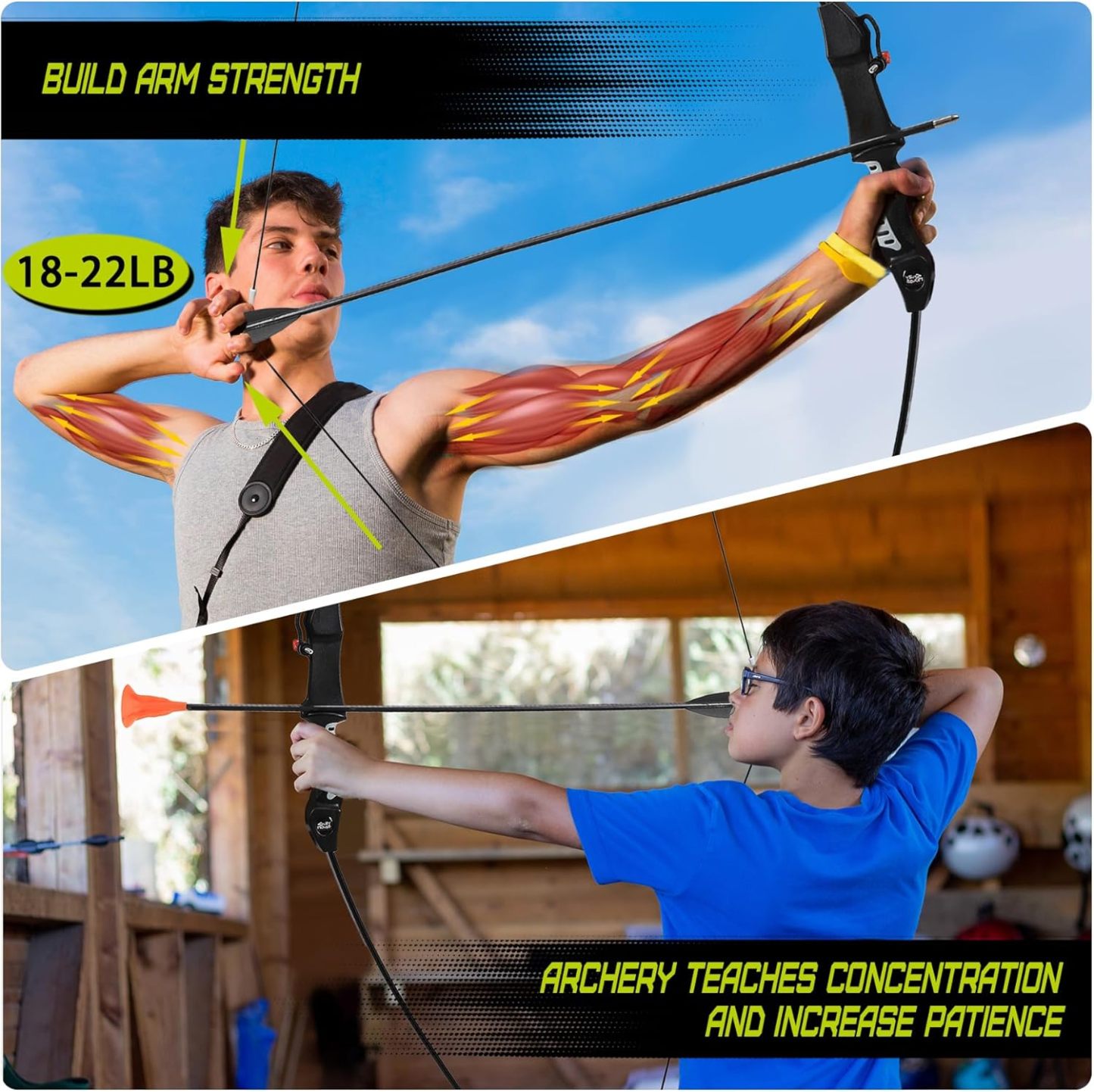 Bow and Arrow for Teens Beginners Adults Recurve Bow Set 9 Arrows