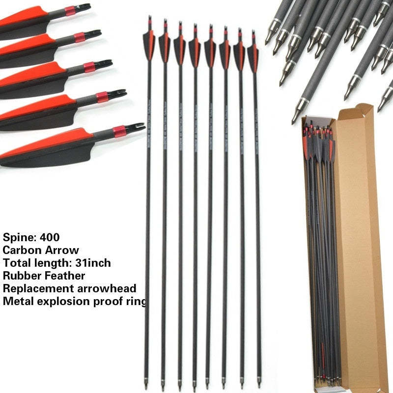 🎯30'' Carbon Arrows Achery Spine400 Recurve Compound Bow-AMEYXGS Archery