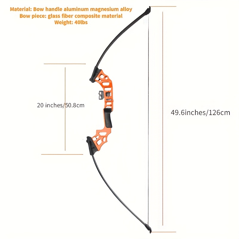 Complete 40LBS Orange Recurve Bow Set - Hunting Accessories