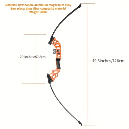 Complete 40LBS Orange Recurve Bow Set - Hunting Accessories