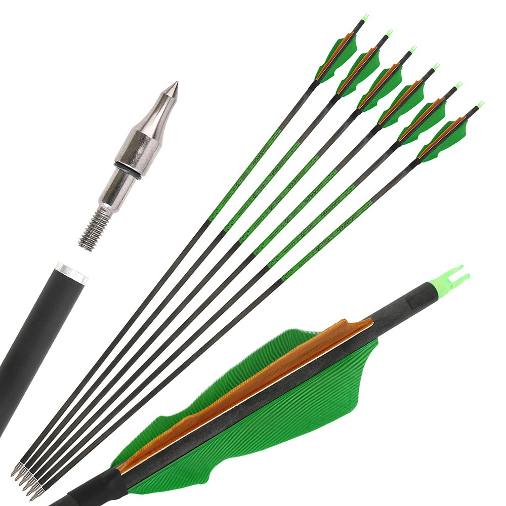 30" Pure Carbon Archery Arrows SP300-800 12pcs