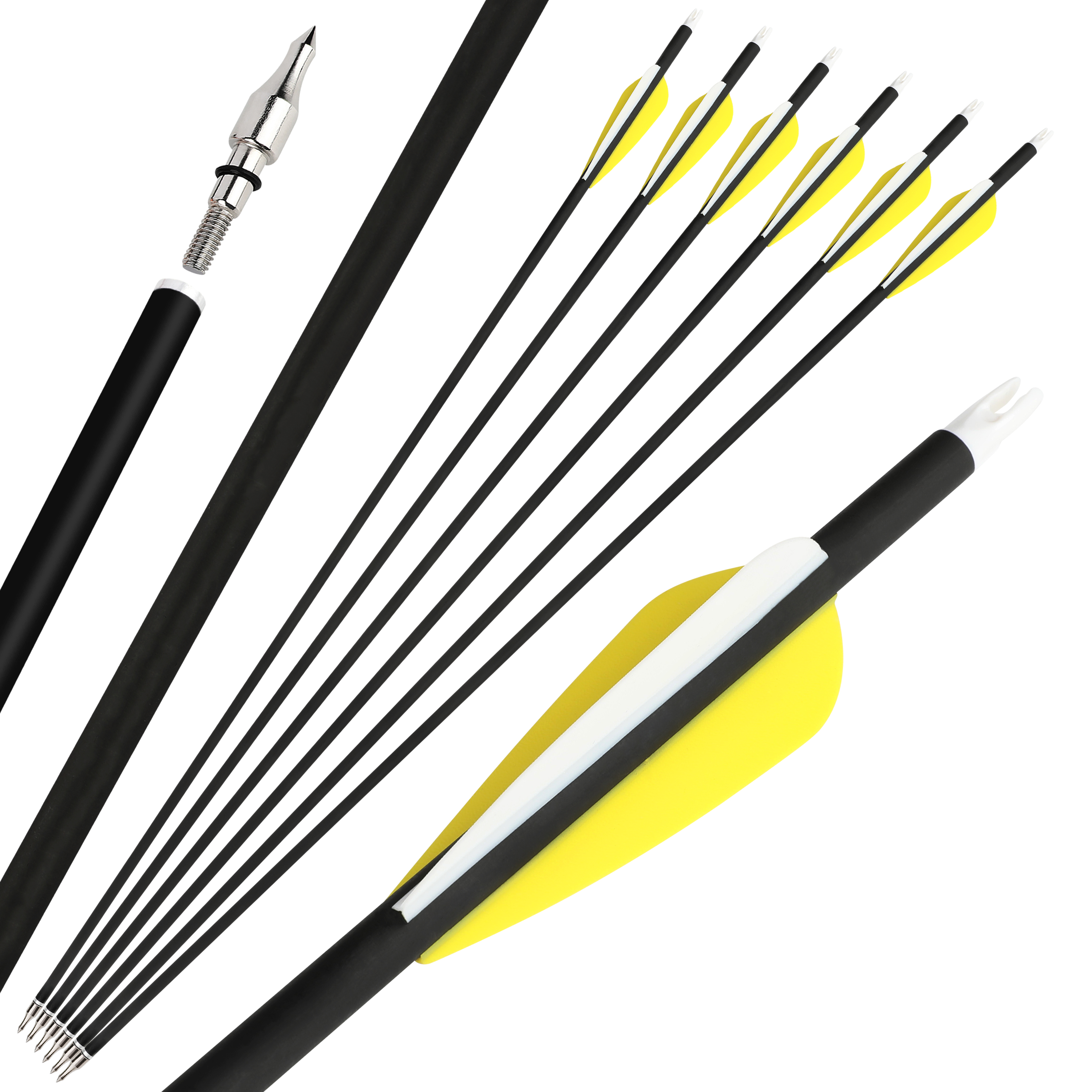30" Spine 500 Carbon Arrows Adjustable Nock 12pcs