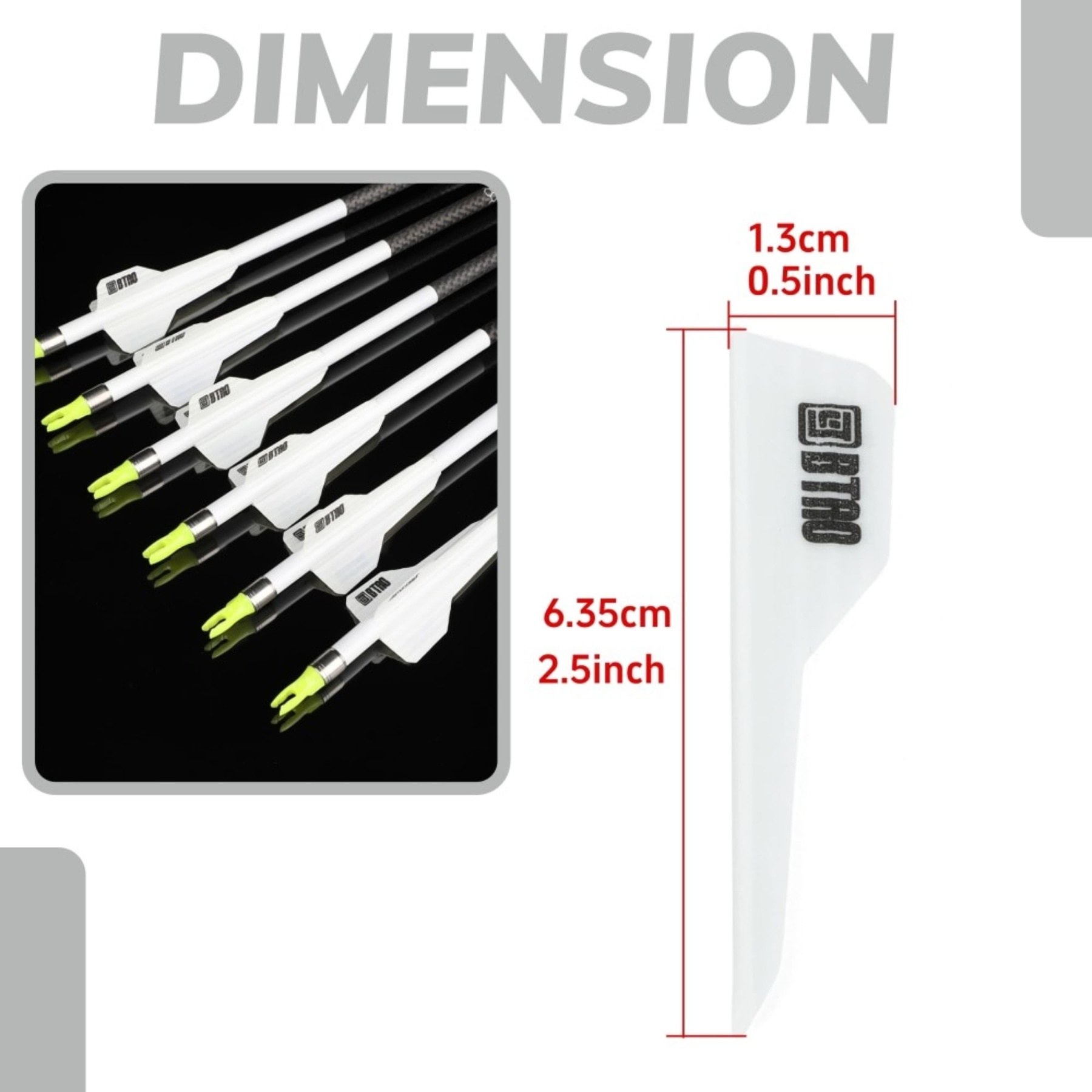 2.5" Rubber Arrow Vanes Archery Fletching Accessory (50pcs)