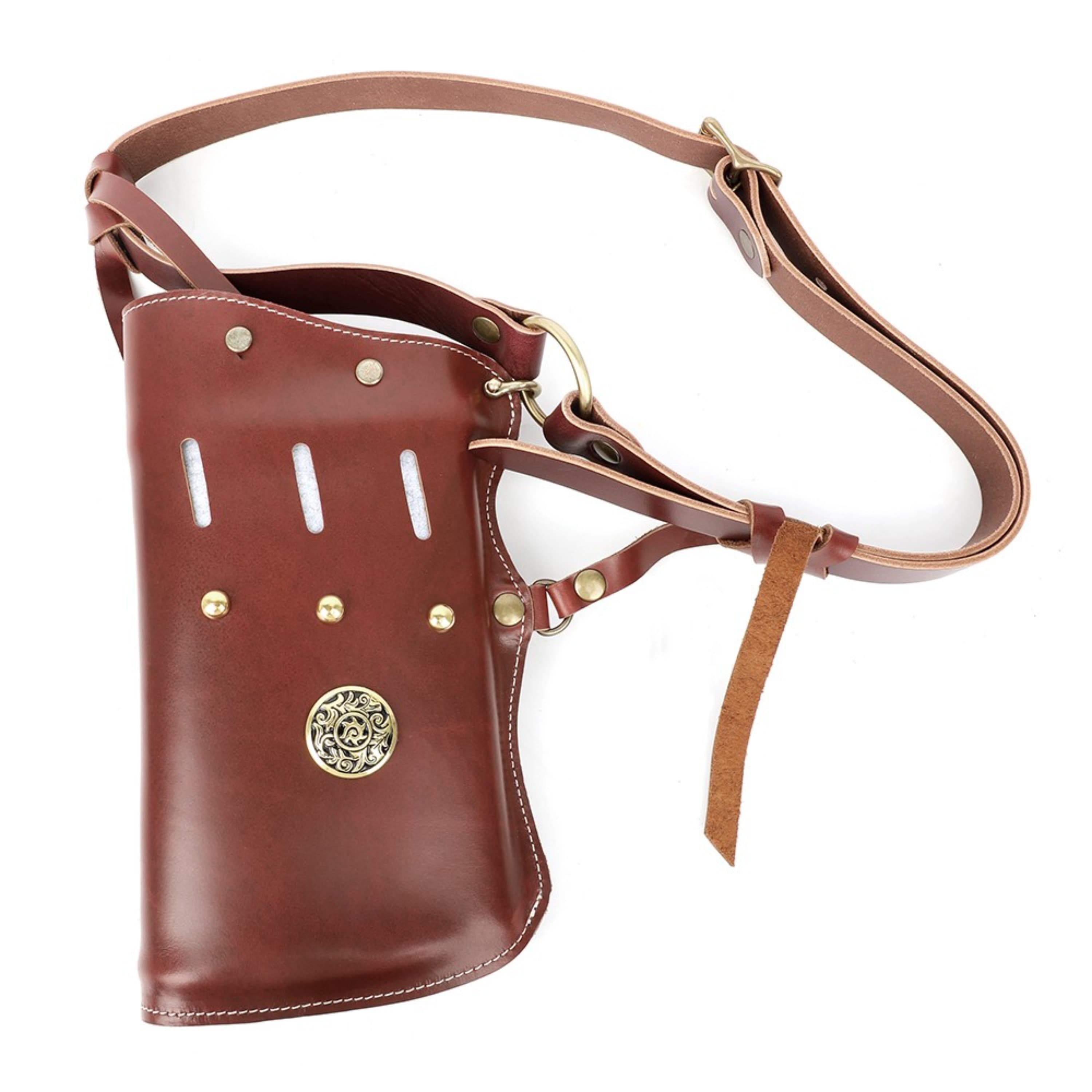 Traditional Cowhide Arrow Quiver Waist Holder for Archery