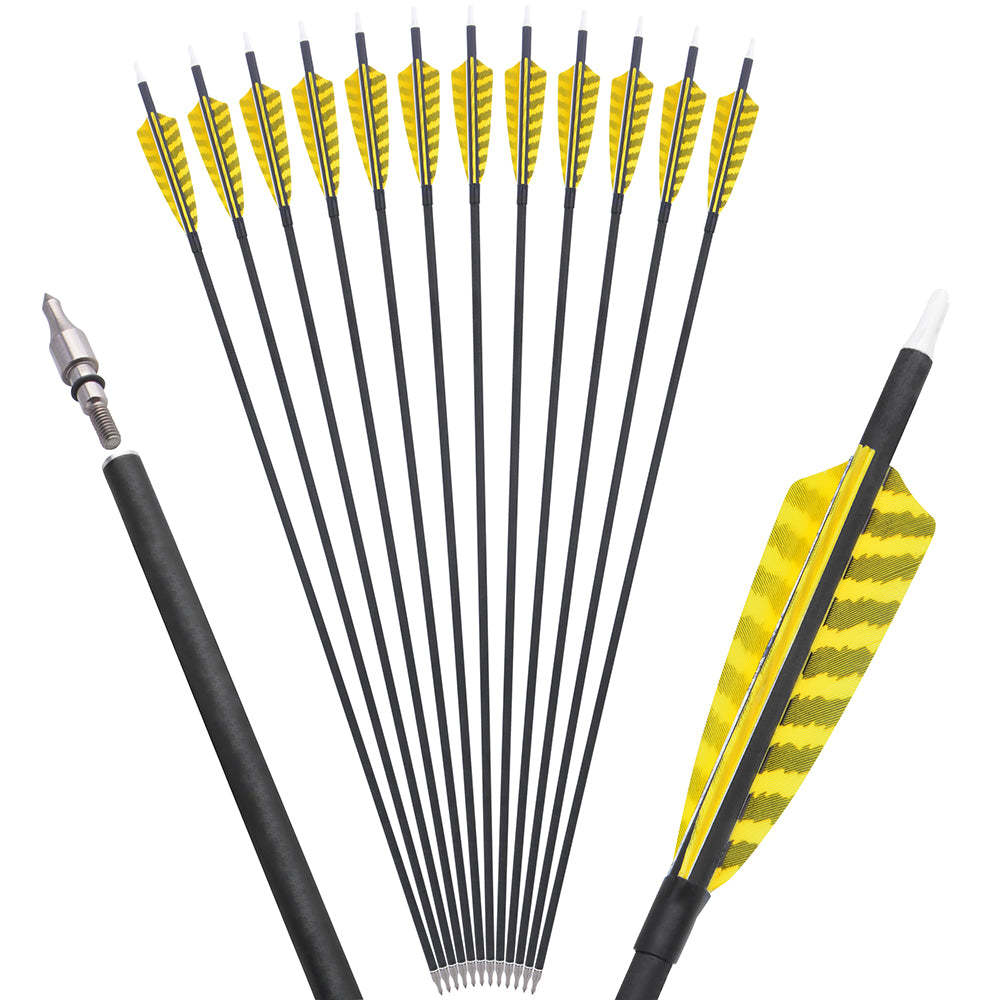 🎯12pcs Carbon Arrows Spine 500 Archery-AMEYXGS Archery