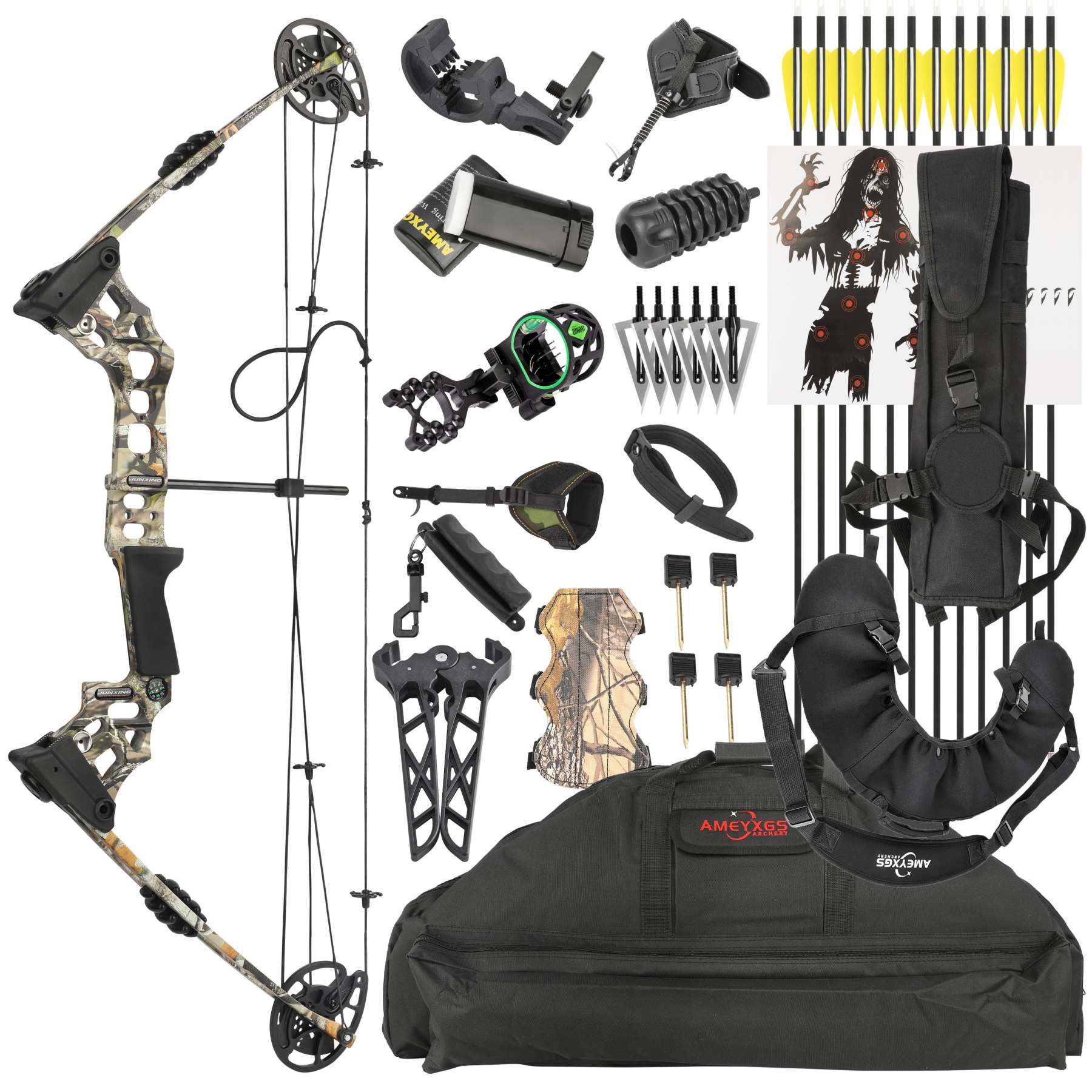 L/RH 20-70 lbs Compound Bow Set Archery Arrow IBO320 FPS