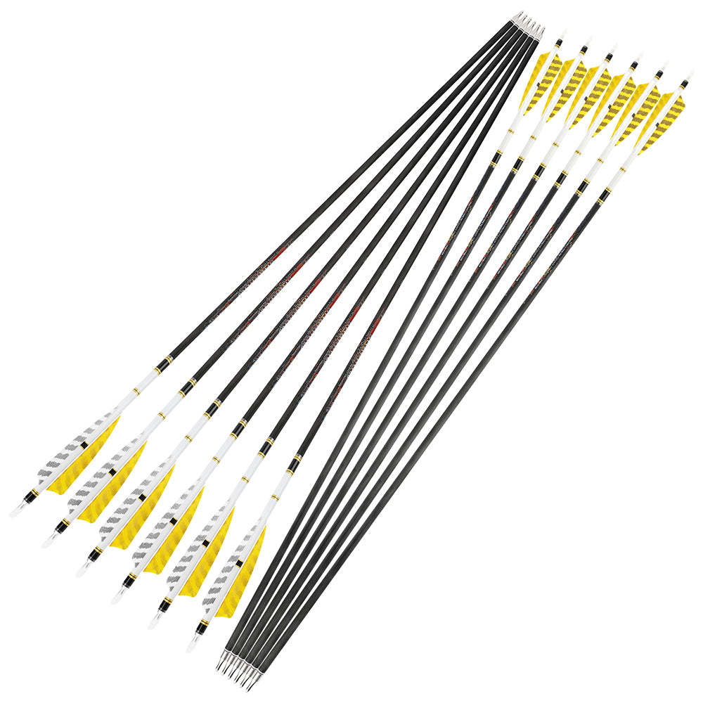 🎯 12pcs Spine 250-600 Archery Pure Carbon Arrows-AMEYXGS Archery