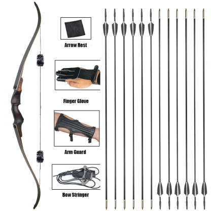 🎯60" Recurve Traditional Bow 25-60lbs Hunting Outdoor Training Practice-AMEYXGS Archery