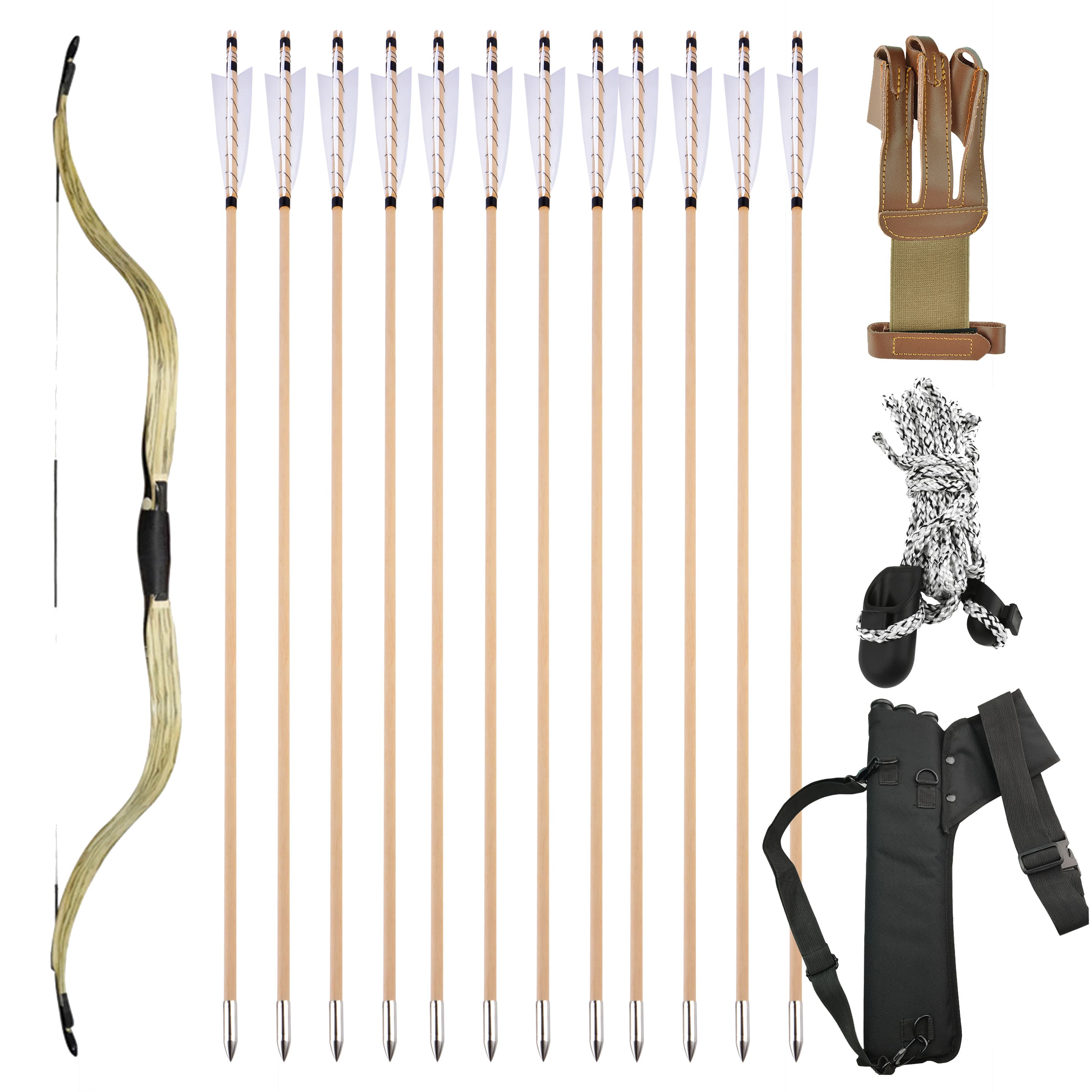 AF Archery Traditional Laminated Recurve Bow 20-50lbs Shooting