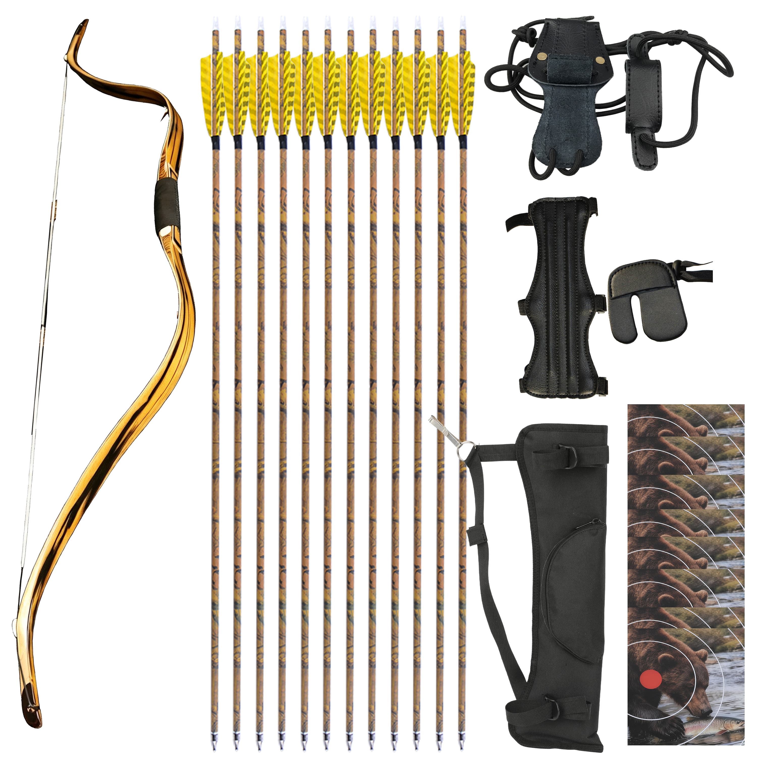 AF Queyue Traditional Bow 46" Laminated 20–50lbs Recurve Bow 