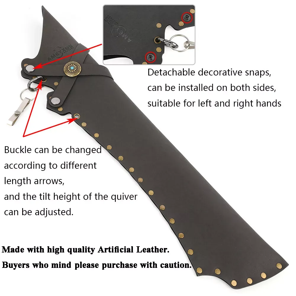 Leather Archery Hip Quiver Adjustable Belt Arrow Holder 