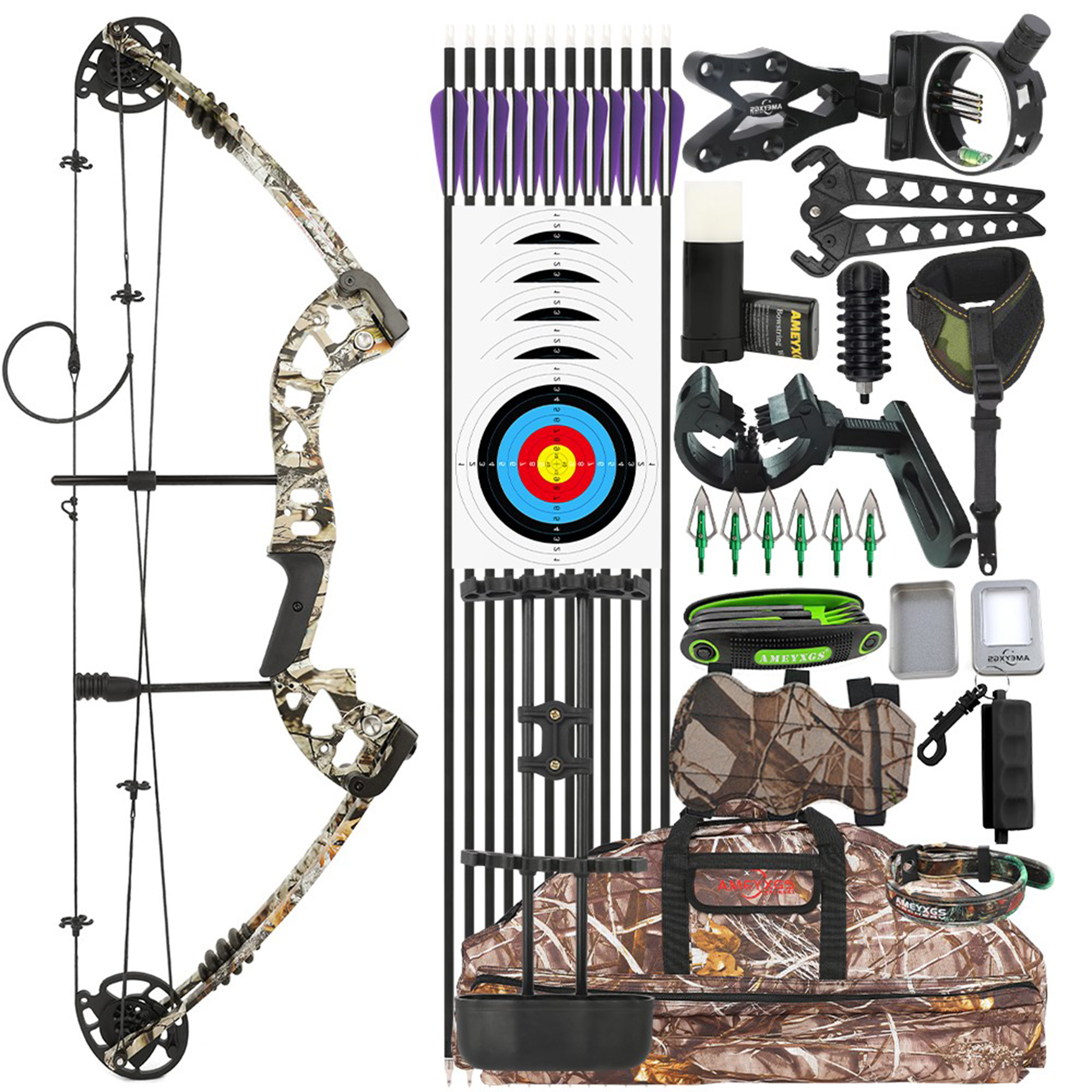 JUNXING M131 Compound Bow Kit Arrows 30-55 Lbs Hunting
