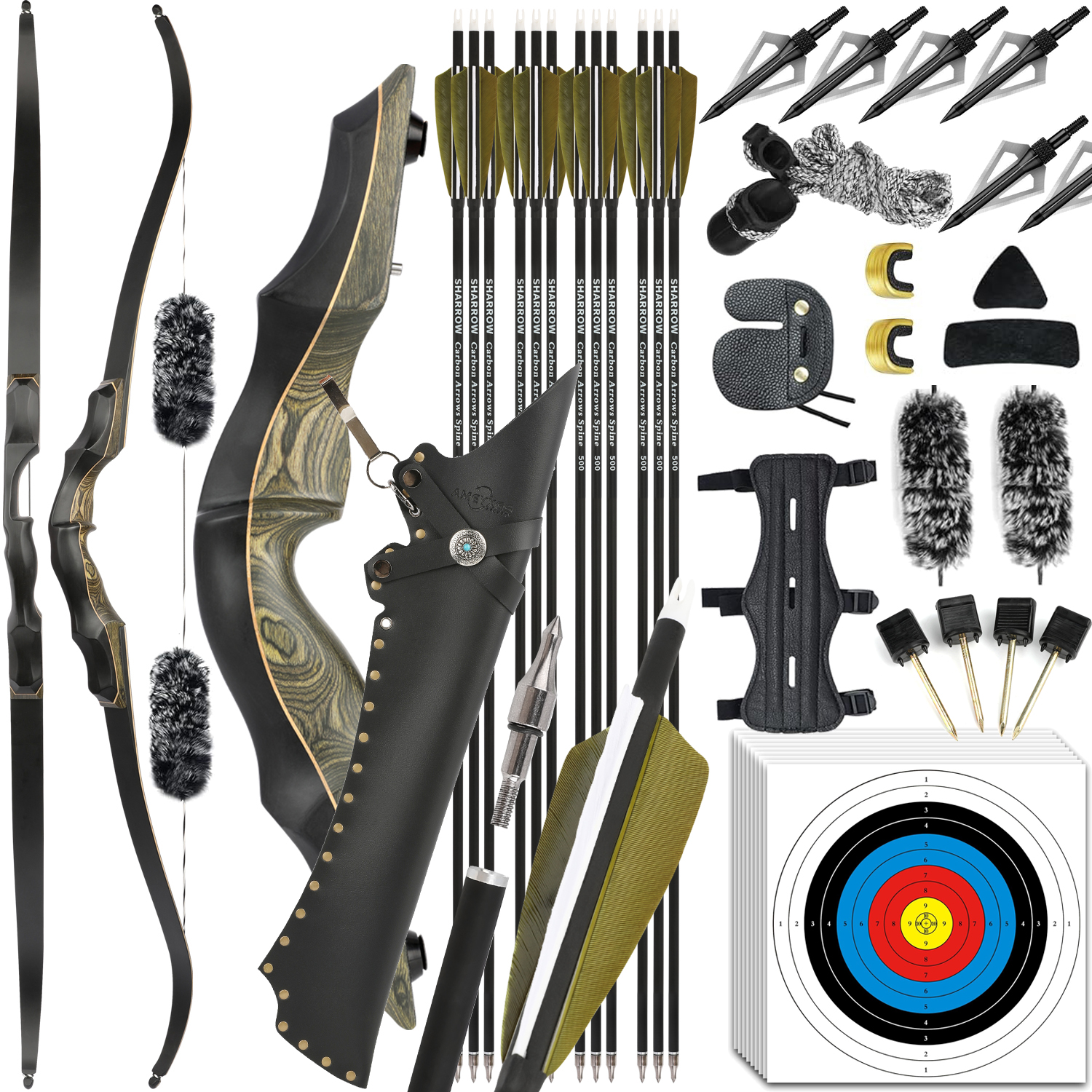 Reverse 3D Hunting Recurve Bow 20-55Lbs Outdoor Training Archery