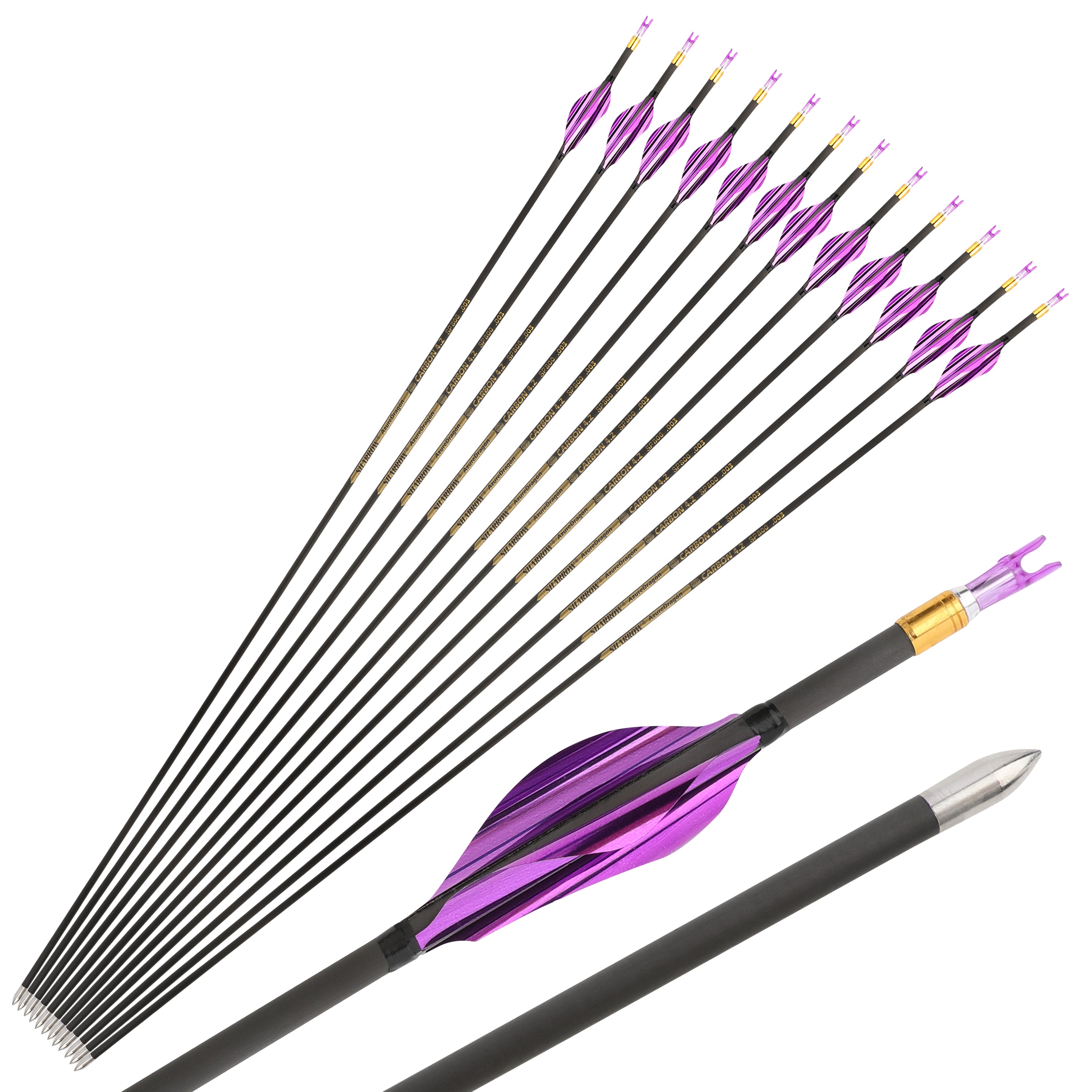 🎯AMEYXGS Archery Competitive 4.2mm Target Arrows Carbon Arrow Spine 700/800/900/1000-AMEYXGS Archery