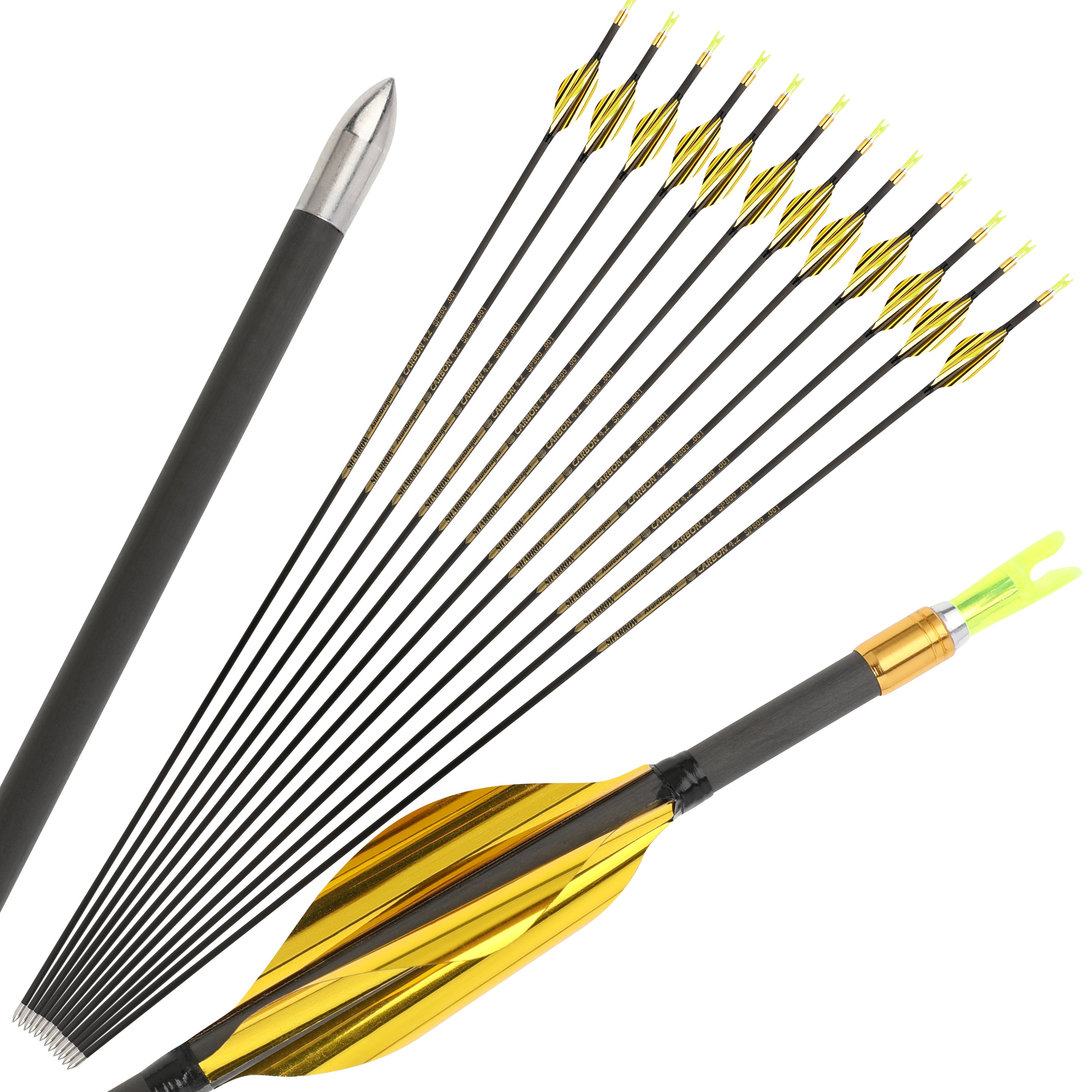 🎯AMEYXGS Archery Competitive 4.2mm Target Arrows Carbon Arrow Spine 700/800/900/1000-AMEYXGS Archery