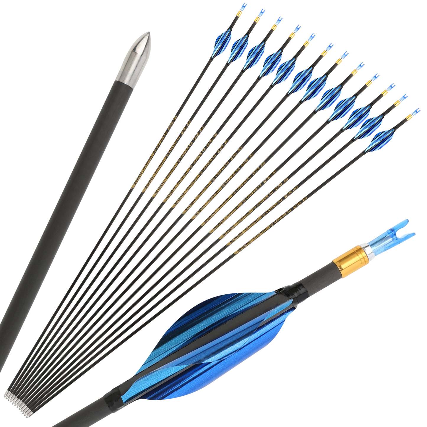 🎯AMEYXGS Archery Competitive 4.2mm Target Arrows Carbon Arrow Spine 700/800/900/1000-AMEYXGS Archery