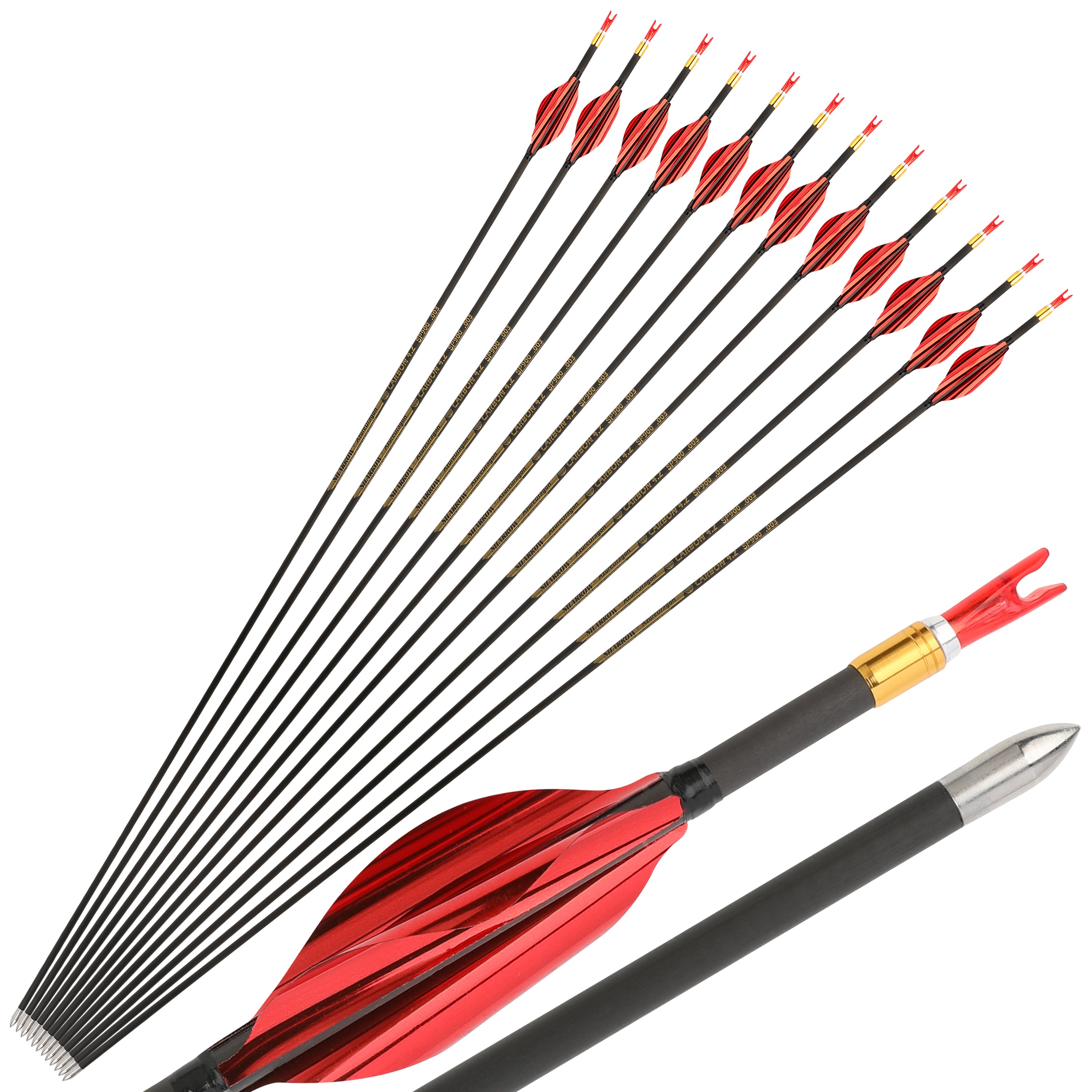 🎯AMEYXGS Archery Competitive 4.2mm Target Arrows Carbon Arrow Spine 700/800/900/1000-AMEYXGS Archery