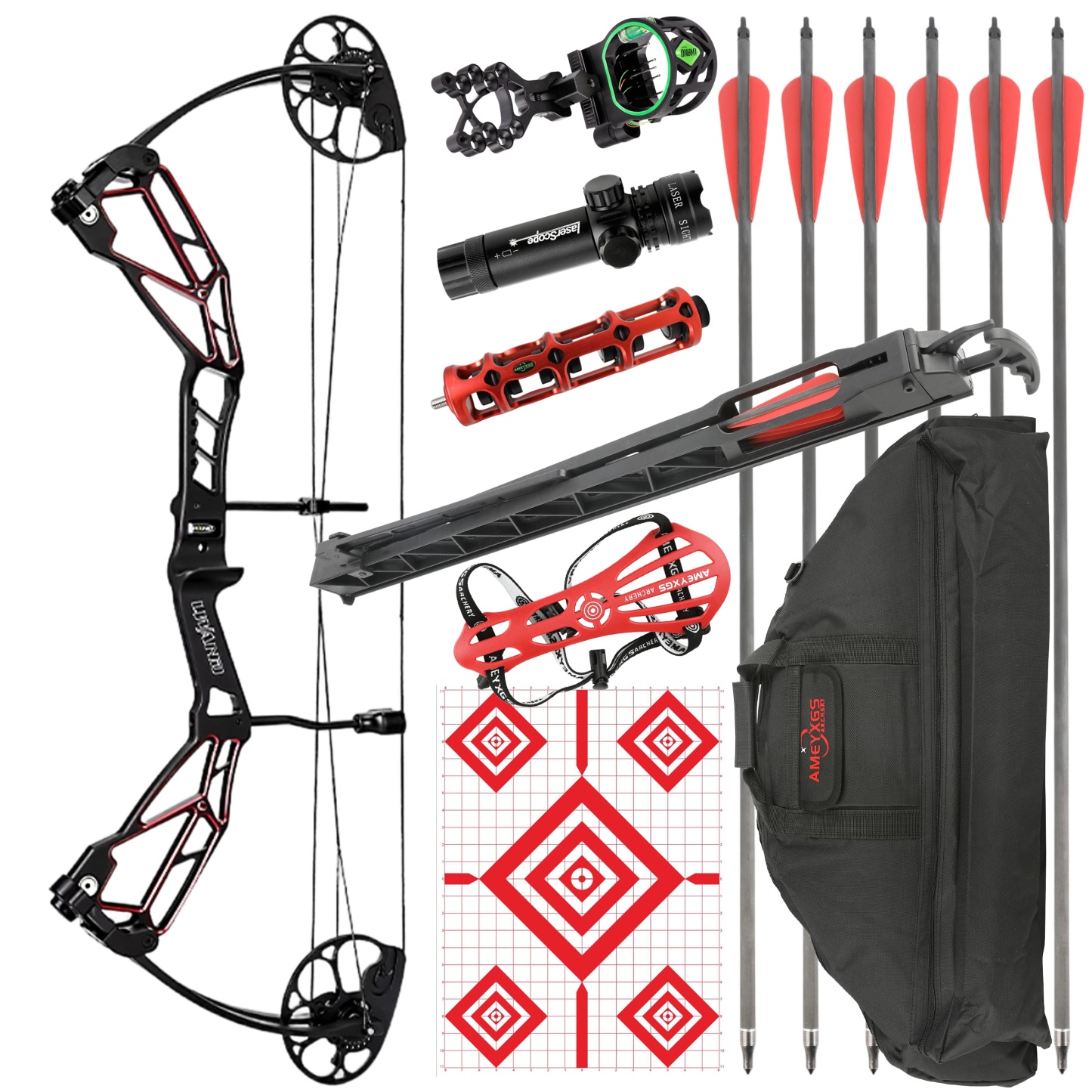 AMEYXGS Archery Compound Bow 30-70lbs CNC 7075 320fps 