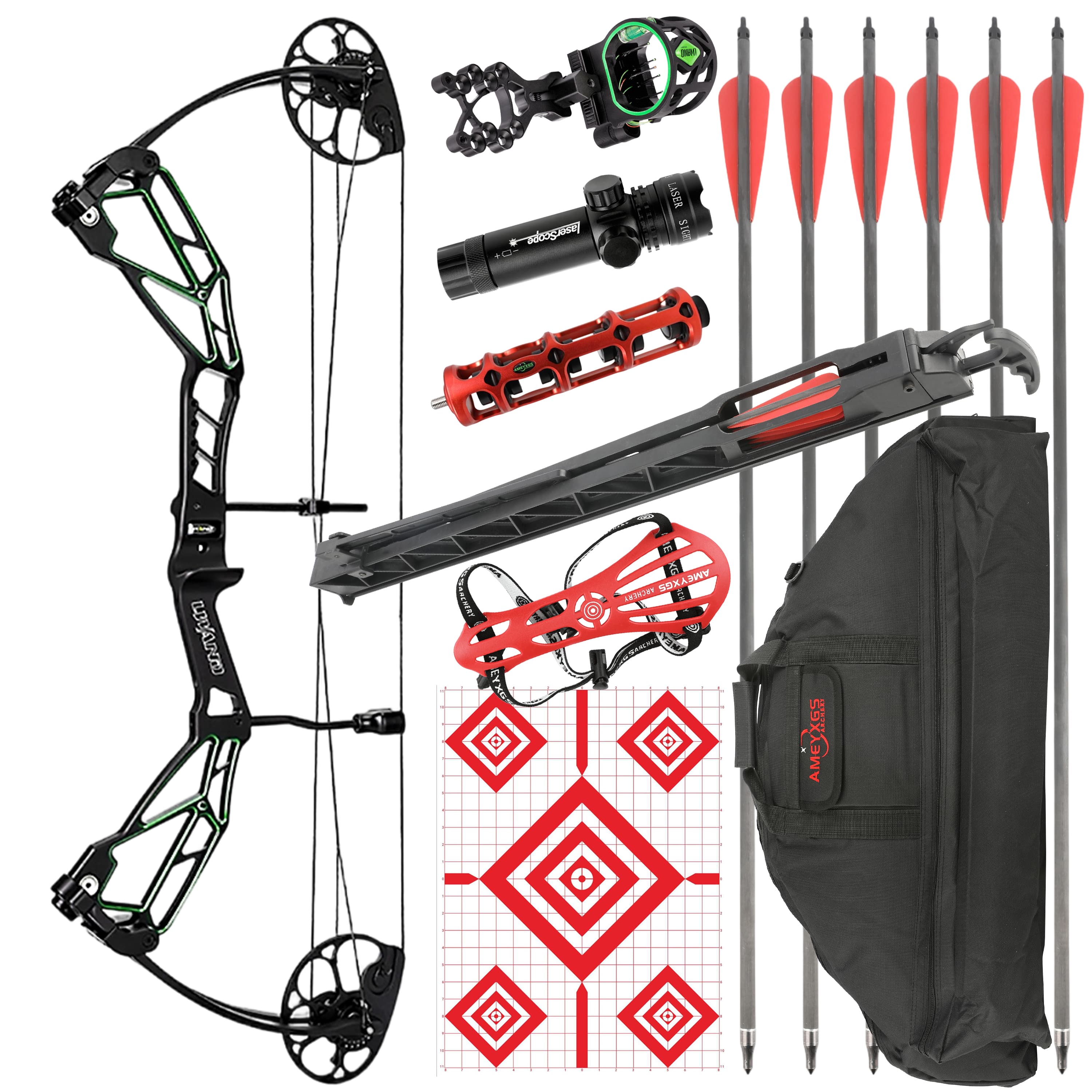 AMEYXGS Archery Compound Bow 30-70lbs CNC 7075 320fps 