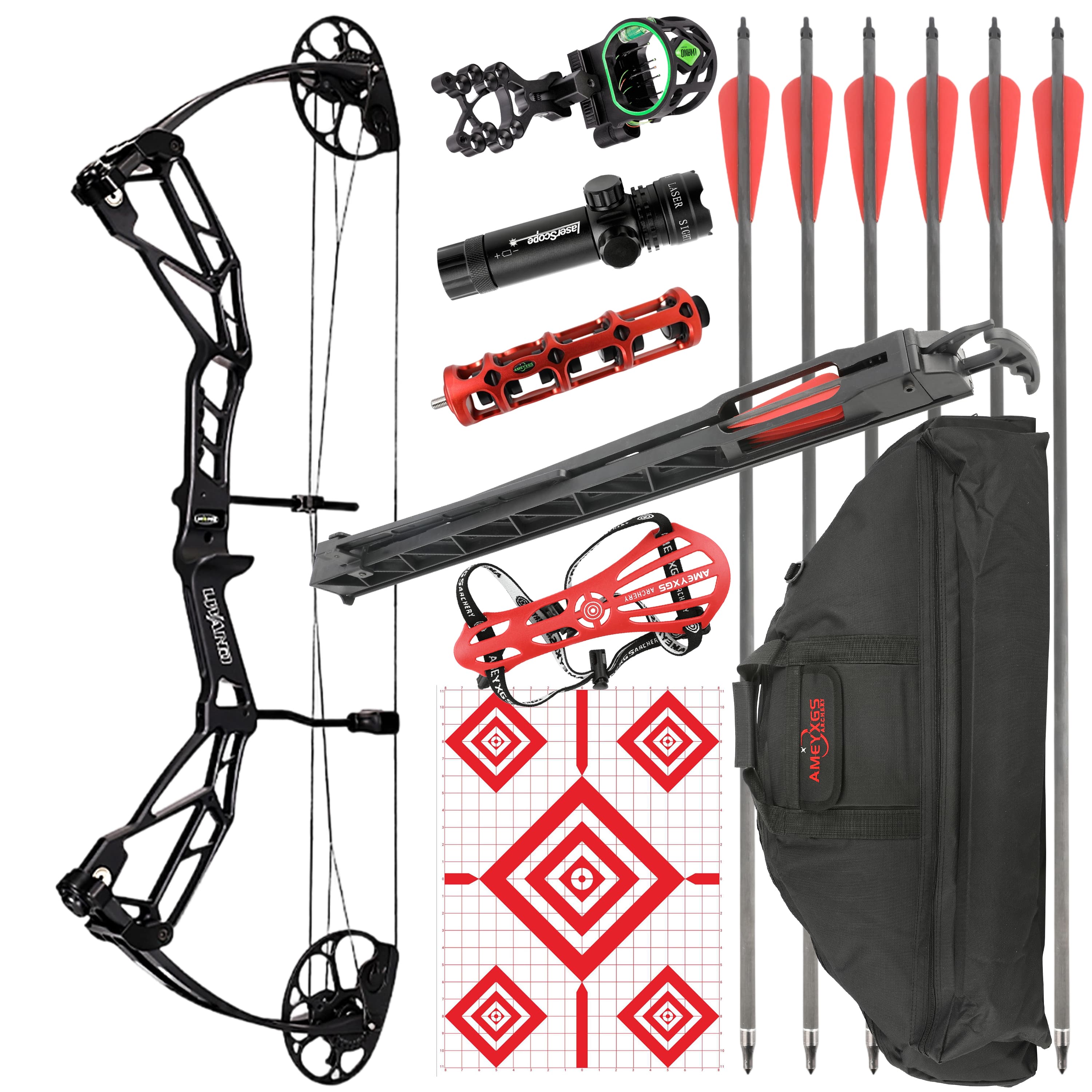 AMEYXGS Archery Compound Bow 30-70lbs CNC 7075 320fps 