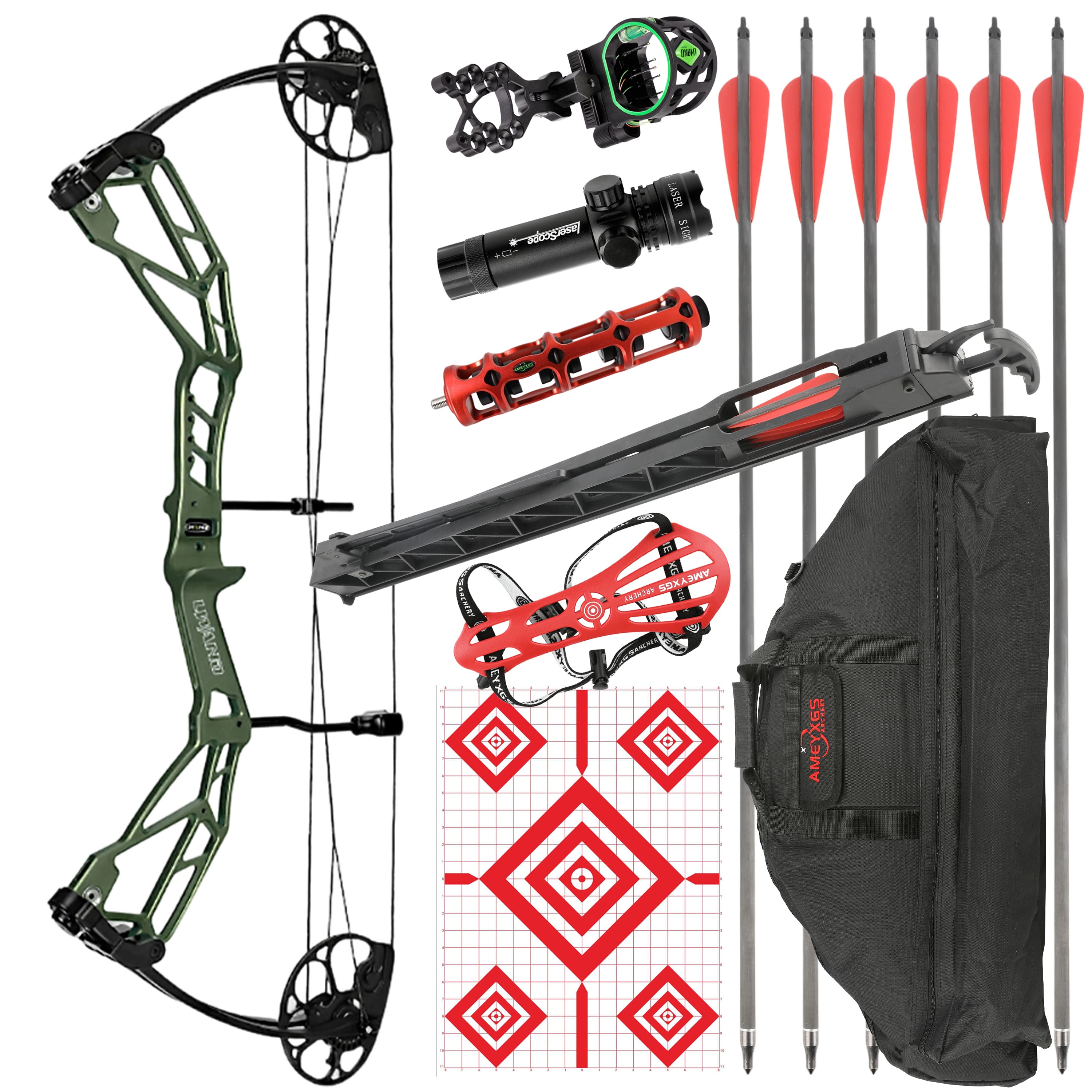 AMEYXGS Archery Compound Bow 30-70lbs CNC 7075 320fps 