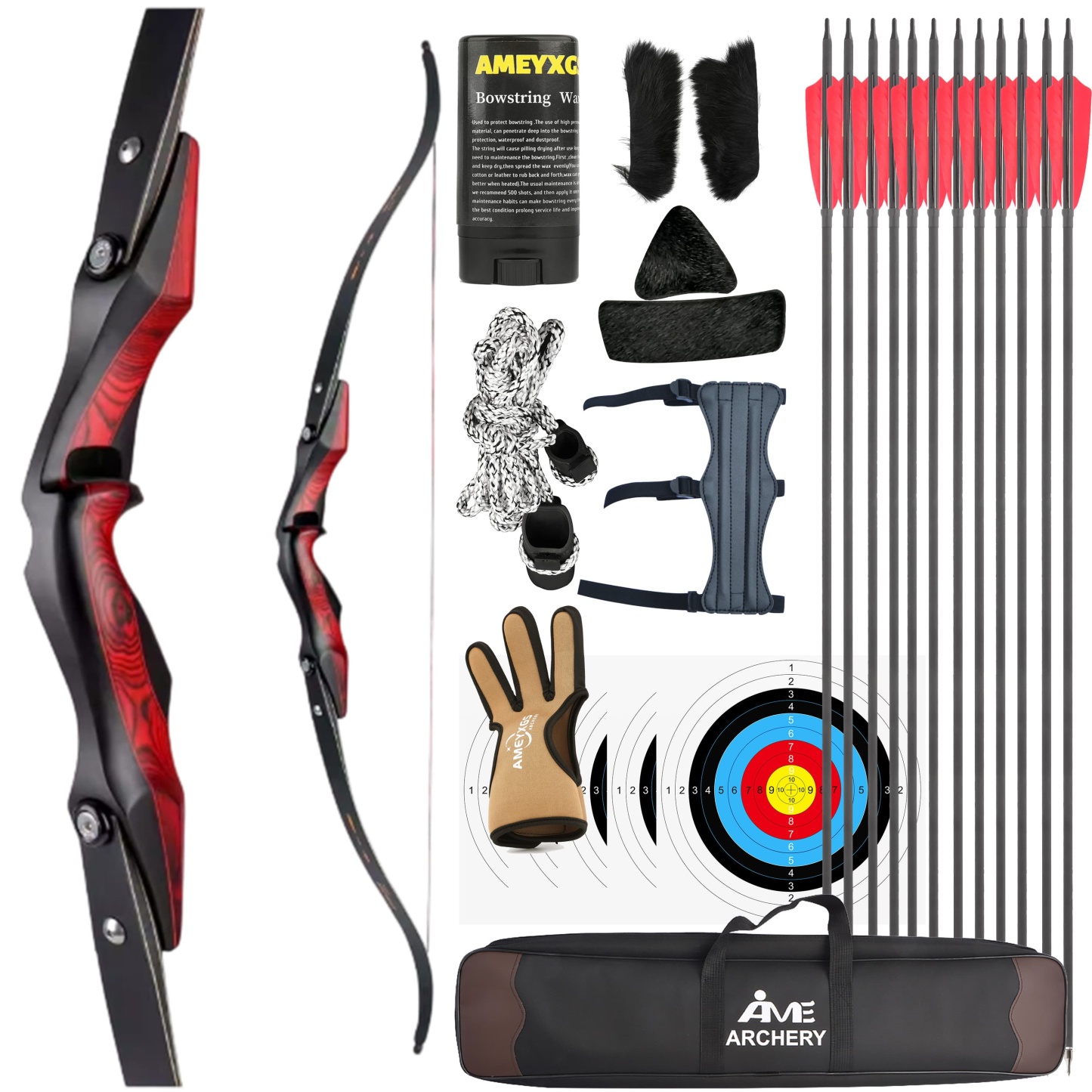 Recurve Bow 144cm 25-50lbs Adjustable Draw Length Archery Bow