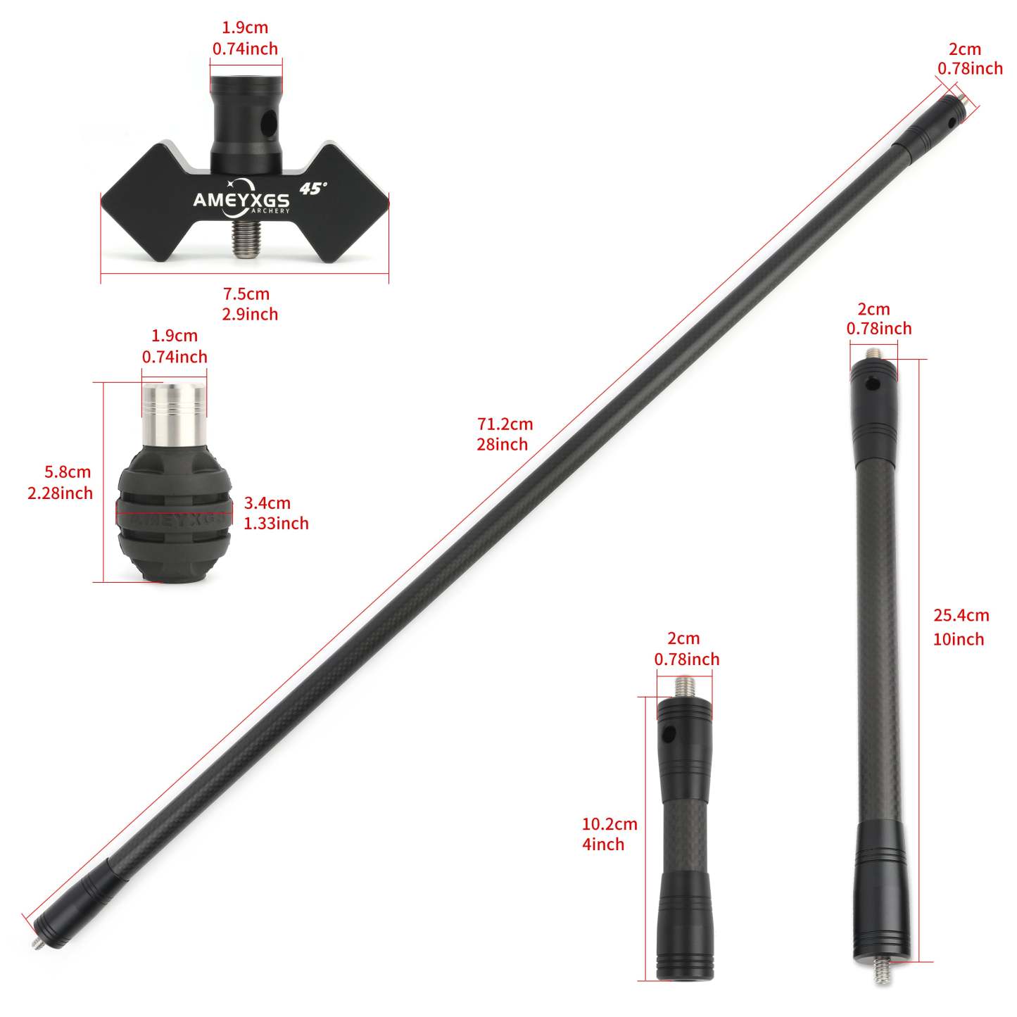 🎯AMEYXGS Archery Pro Recurve Bow Target Stabilizer 3K Carbon Long Stabilizer-AMEYXGS Archery