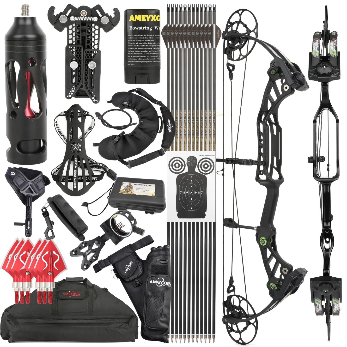 AMEYXGS Archery Red Compound Bow Arrow & Bag