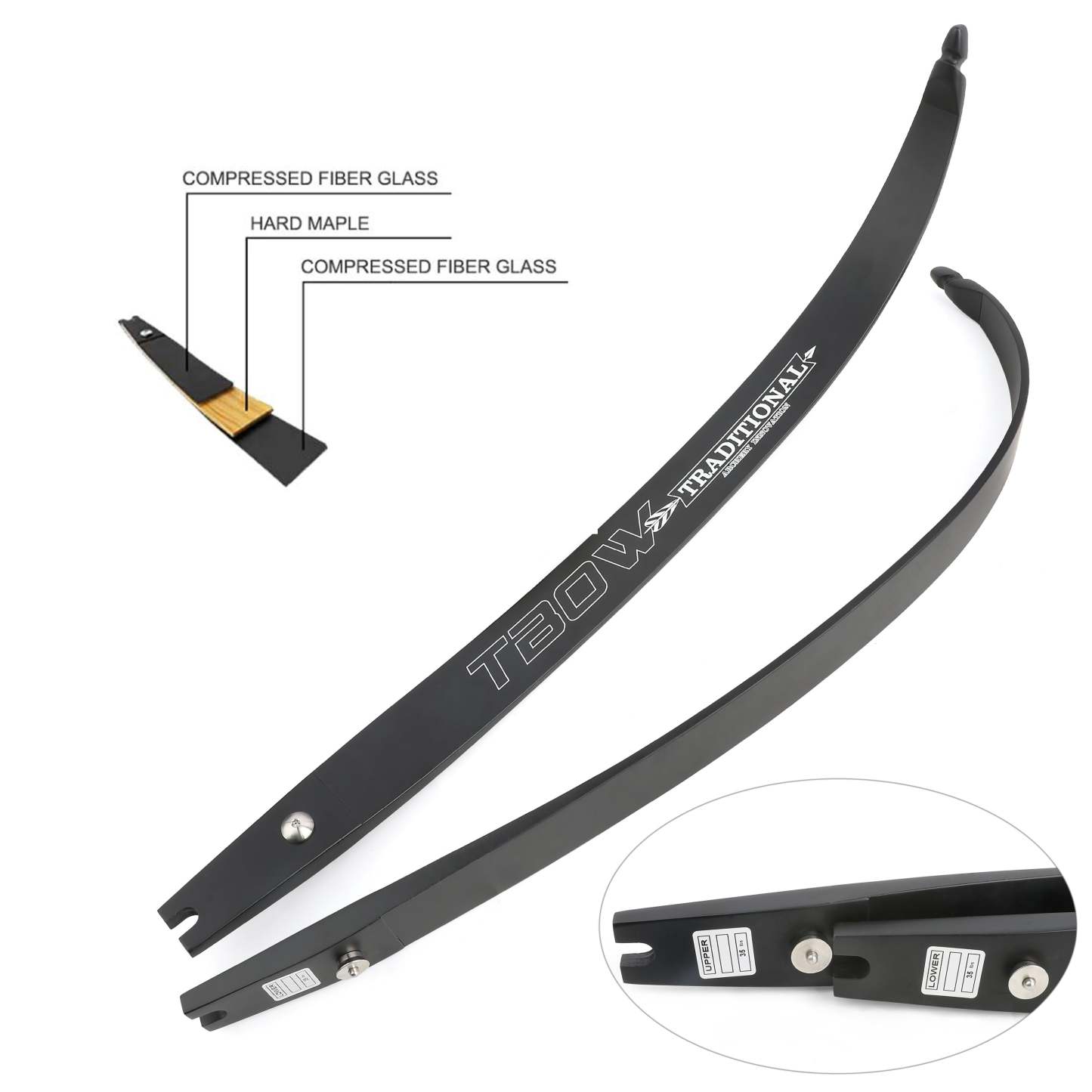 🎯AMEYXGS Archery TBOW 62" Recurve Hunting Bow ILF Target 20-65lbs-AMEYXGS Archery