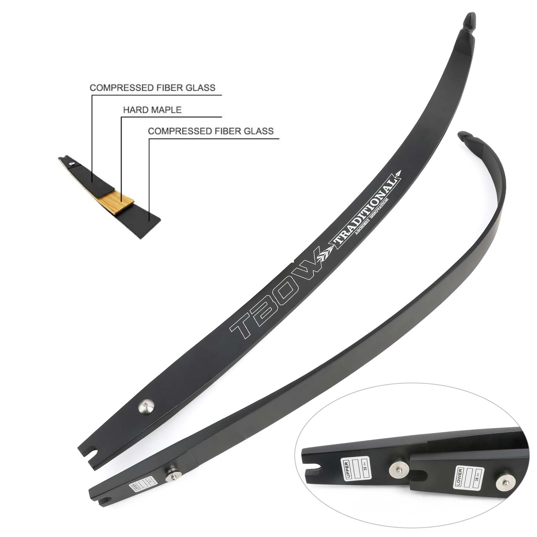 🎯AMEYXGS Archery TBOW 62" Recurve Hunting Bow ILF Target 20-65lbs-AMEYXGS Archery